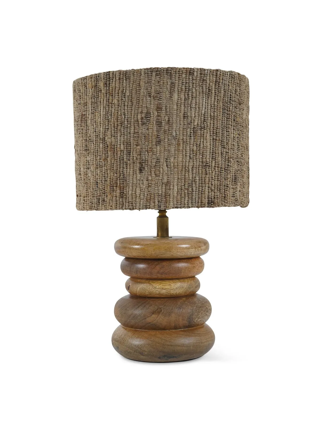 Small Table Lamp with Silk Jute Shade - Natural, Wood image