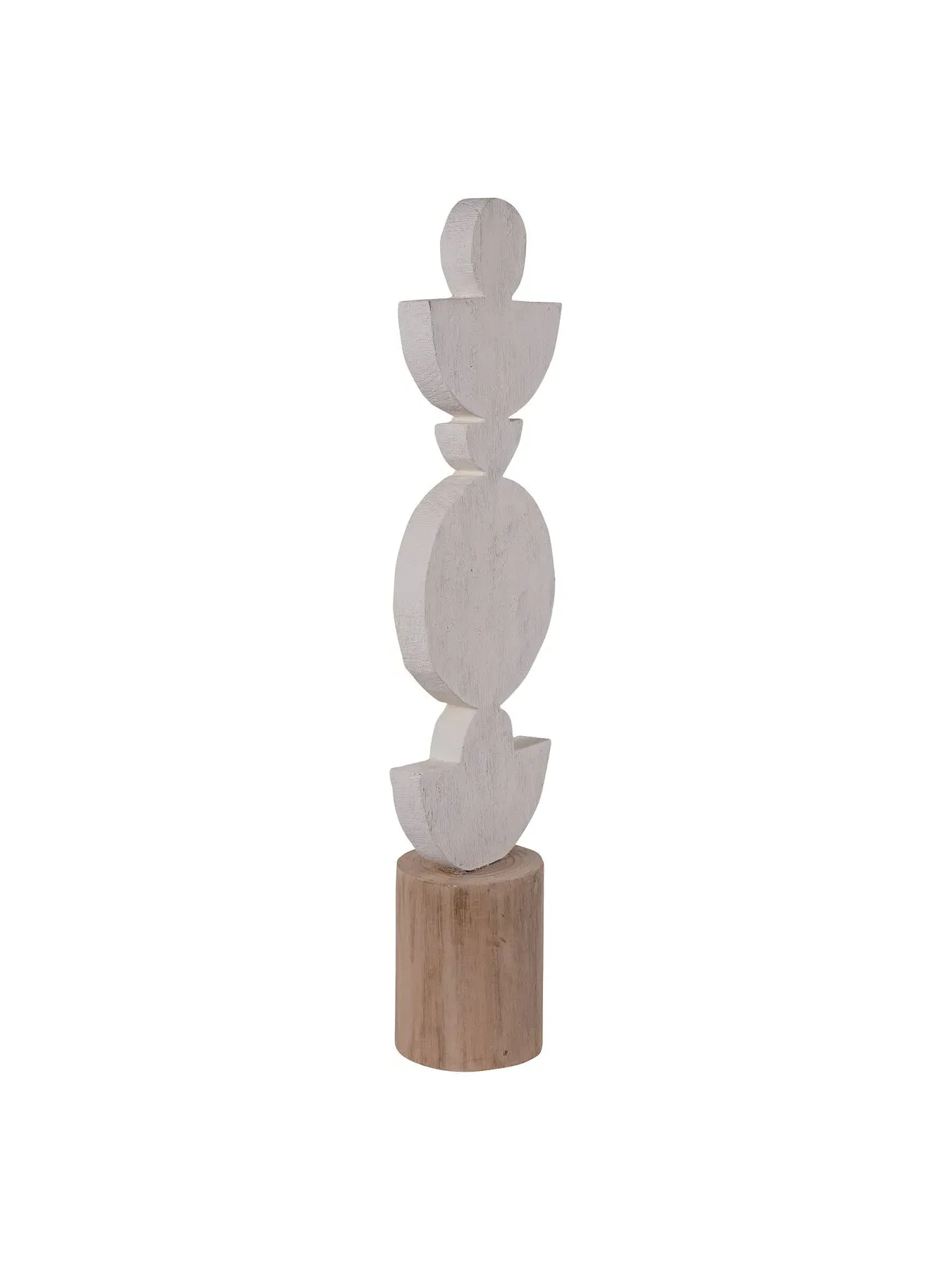 Small Totem Sculpture on Stand - White, Wood