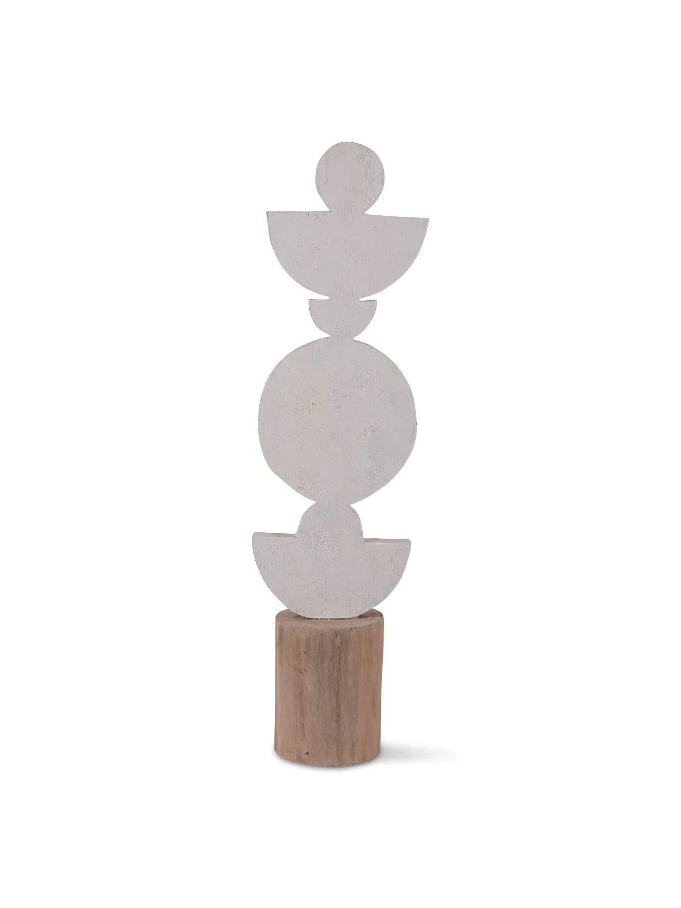 Small Totem Sculpture on Stand - White, Wood image