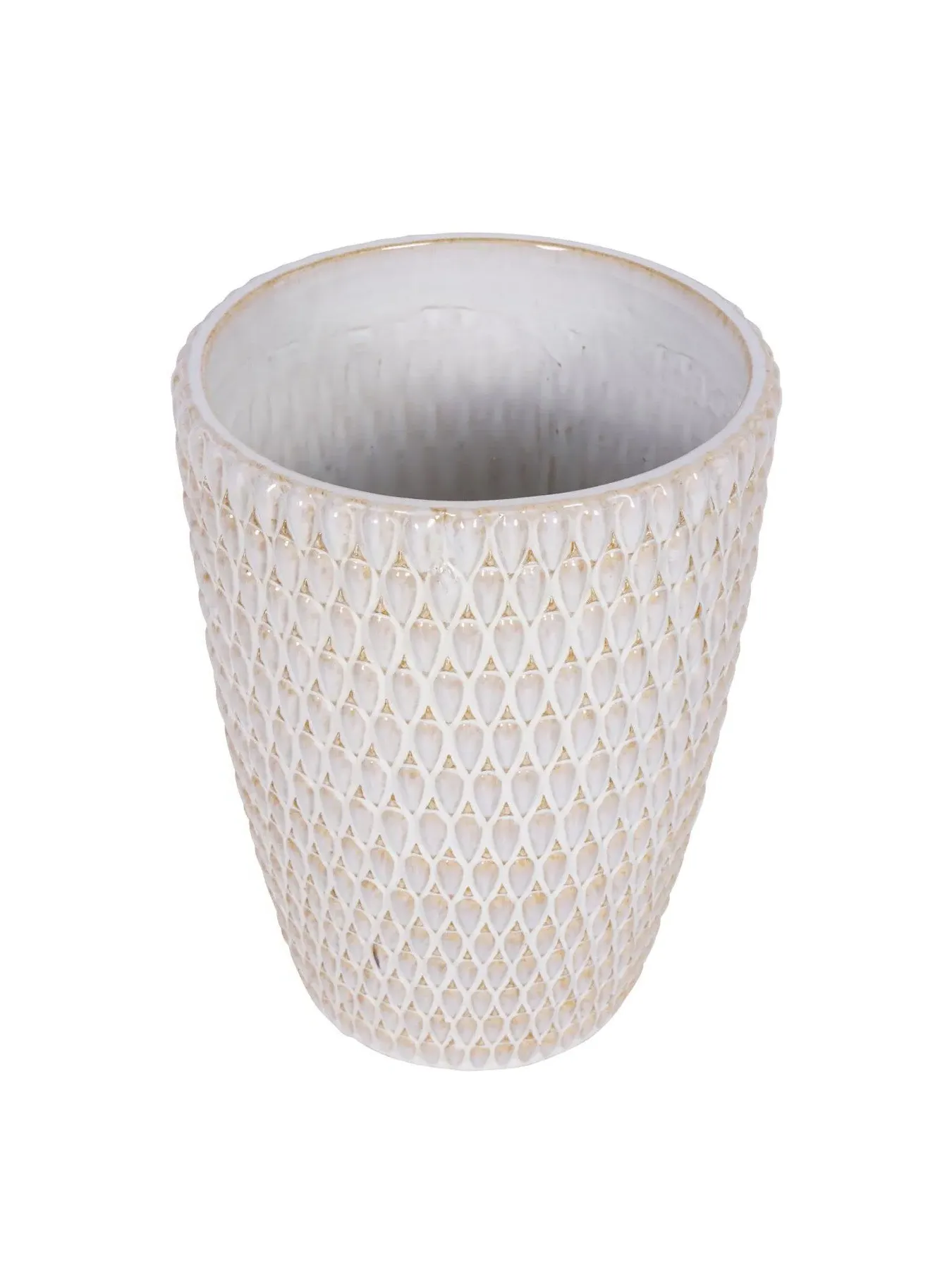 Square Ceramic Planter - Cream, Reactive Glaze