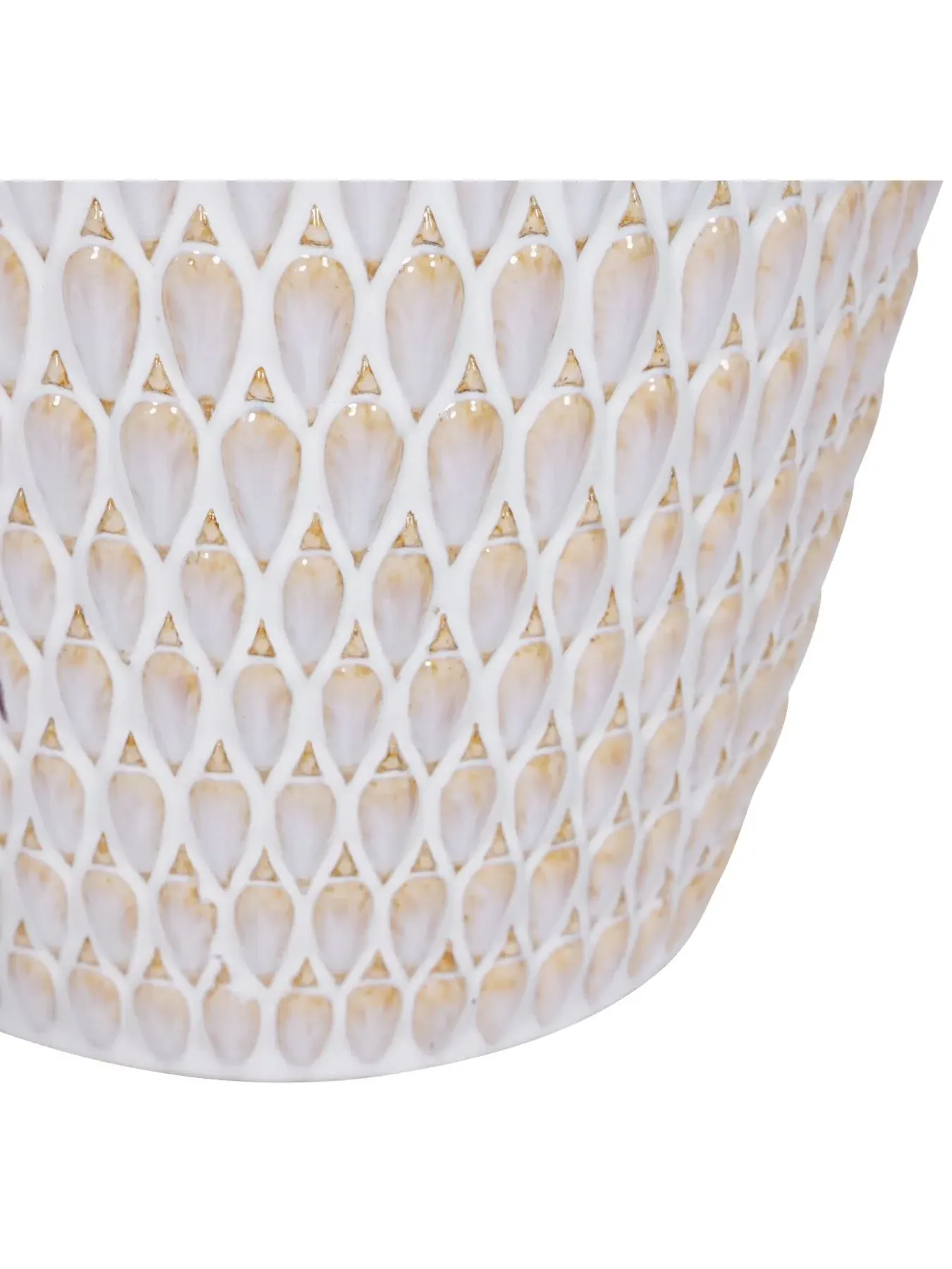 Square Ceramic Planter - Cream, Reactive Glaze