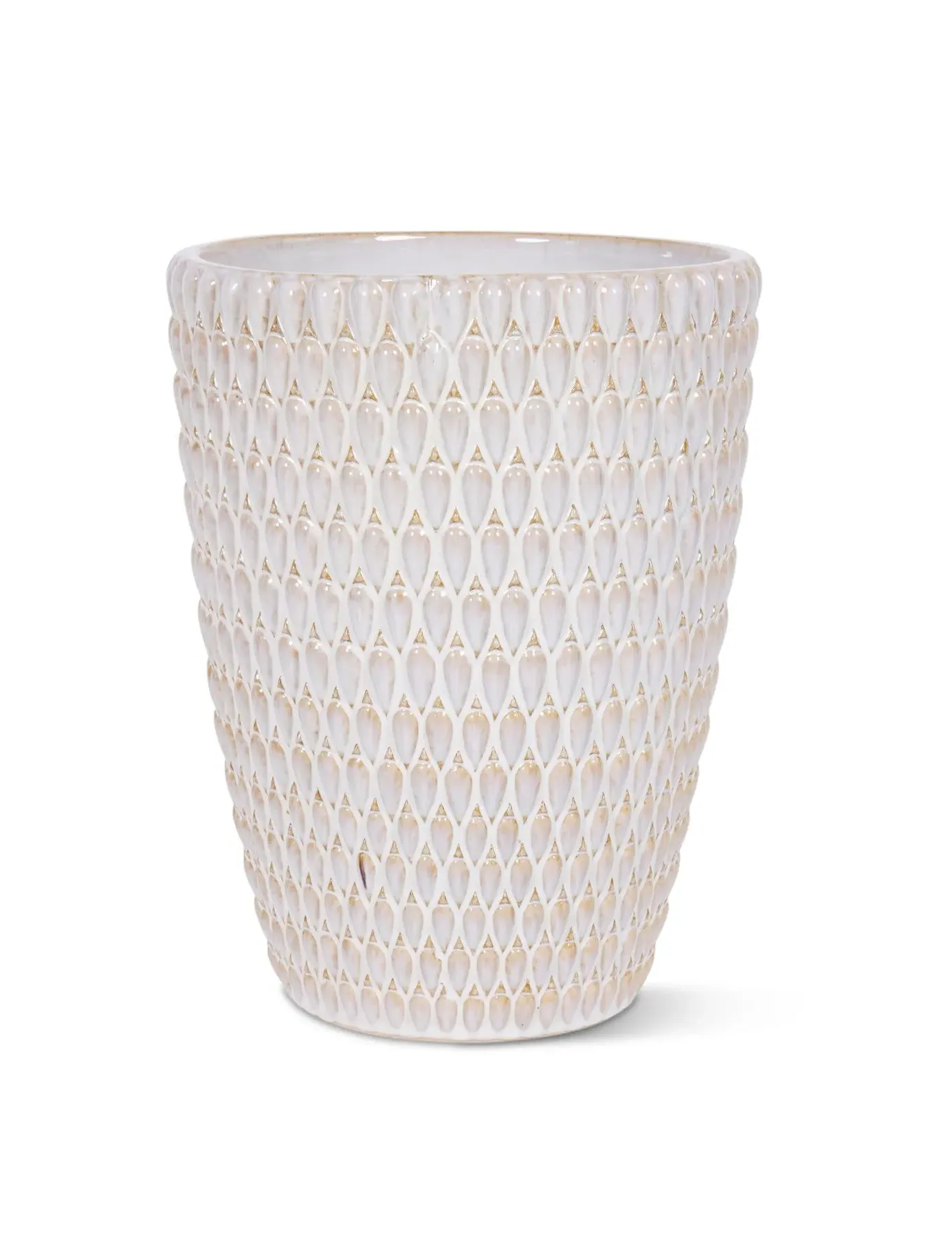 Square Ceramic Planter - Cream, Reactive Glaze image