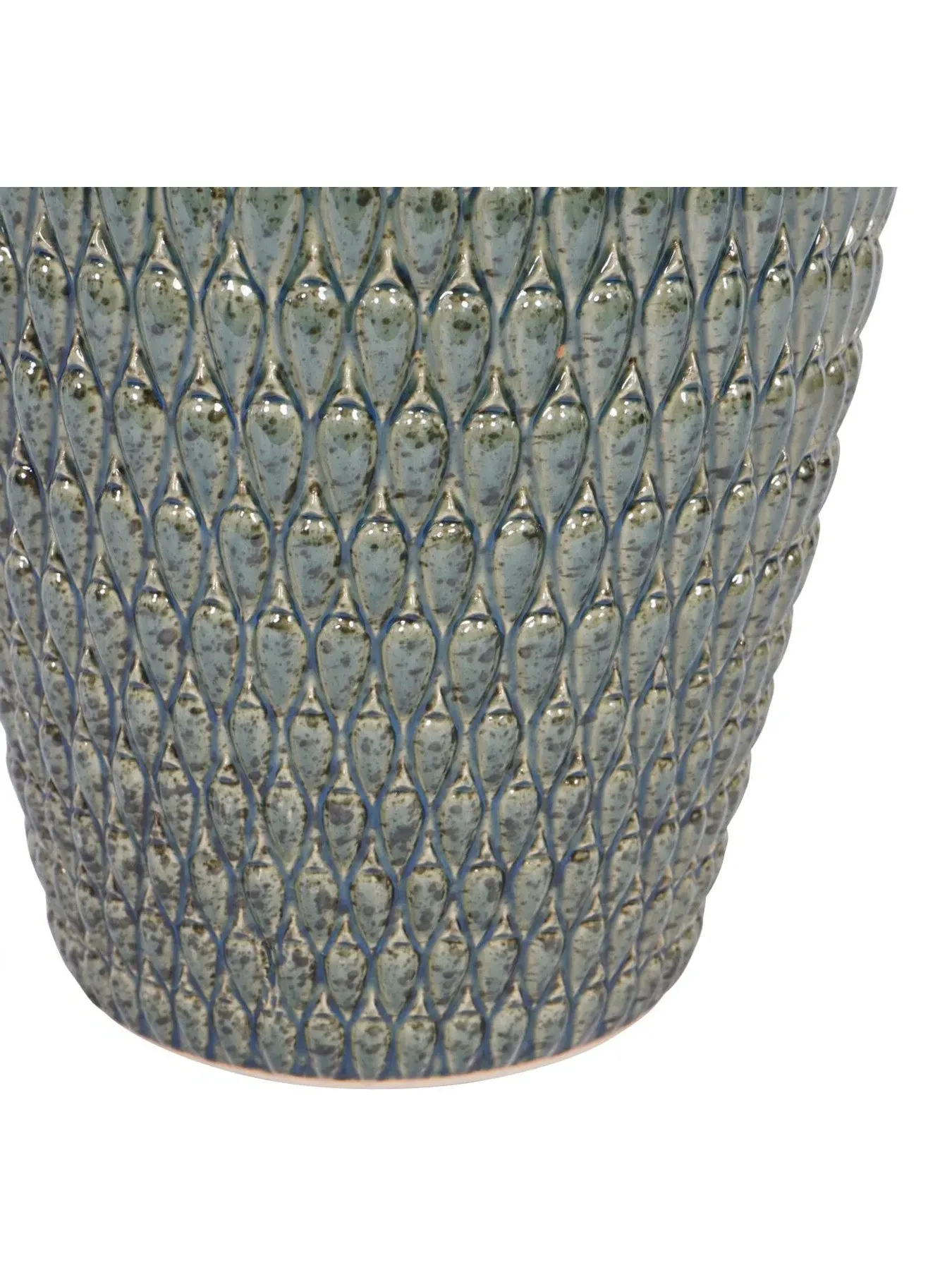 Square Ceramic Planter - Green, Reactive Glaze