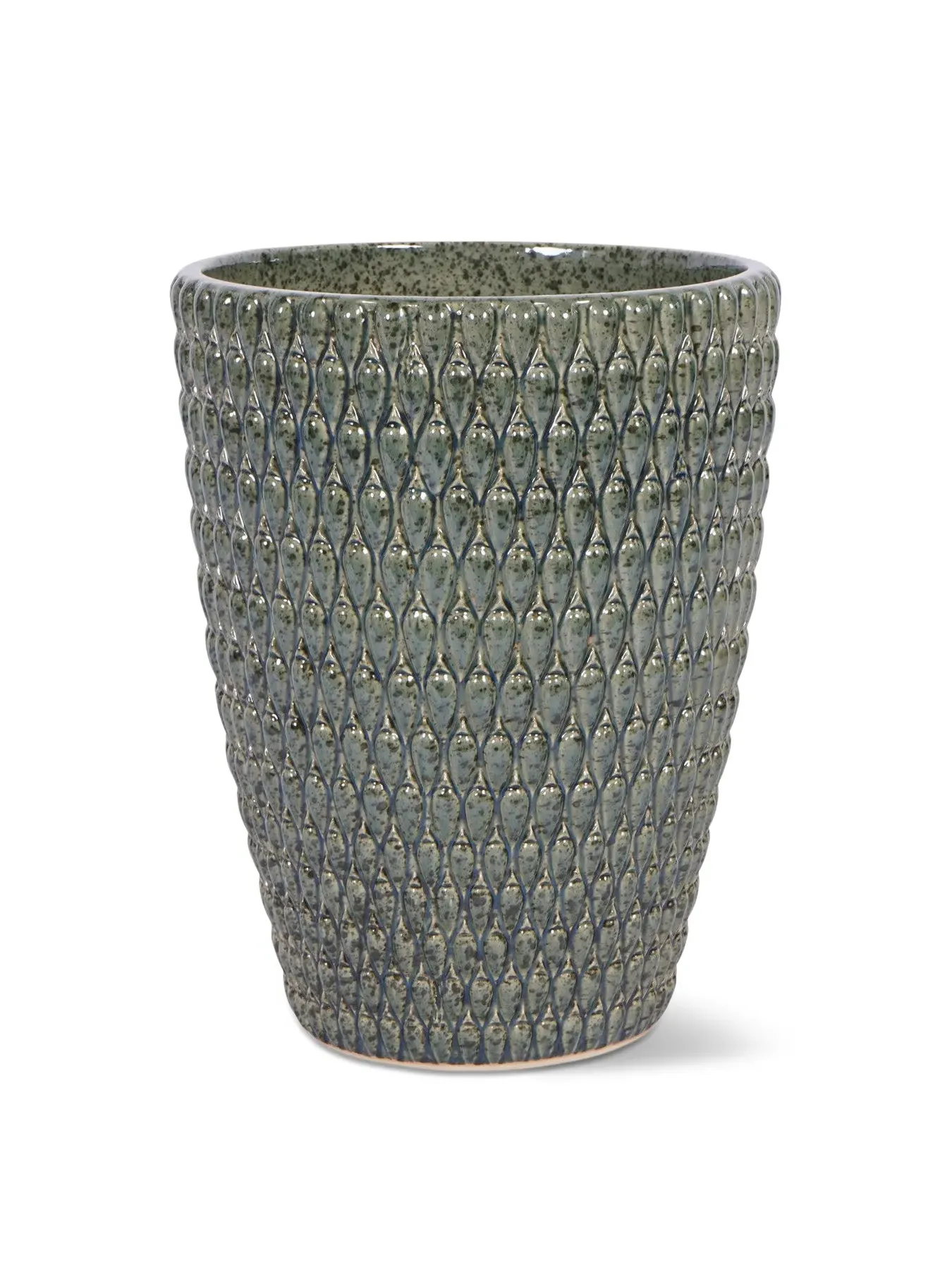 Square Ceramic Planter - Green, Reactive Glaze image