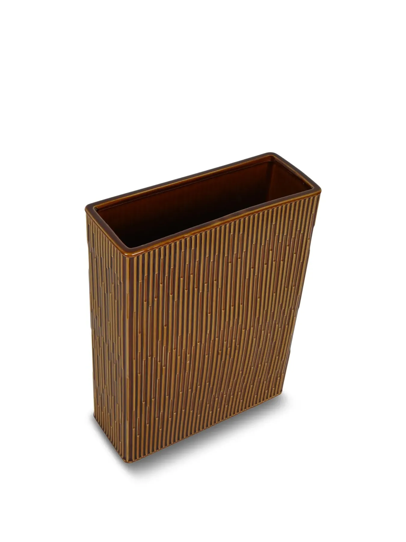 Square Glazed Vase - Brown, Terracotta image