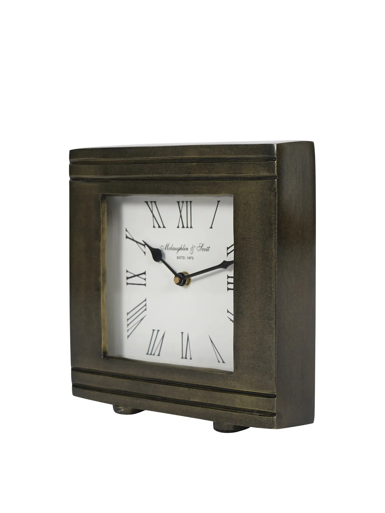 Square Mantel Clock Antique Finish - Brass