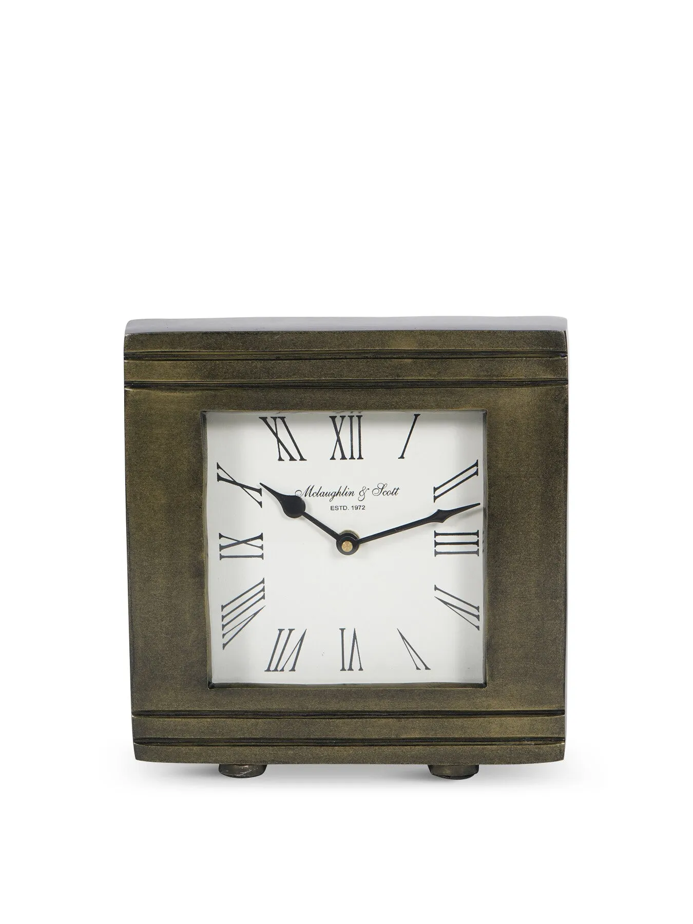 Square Mantel Clock Antique Finish - Brass image