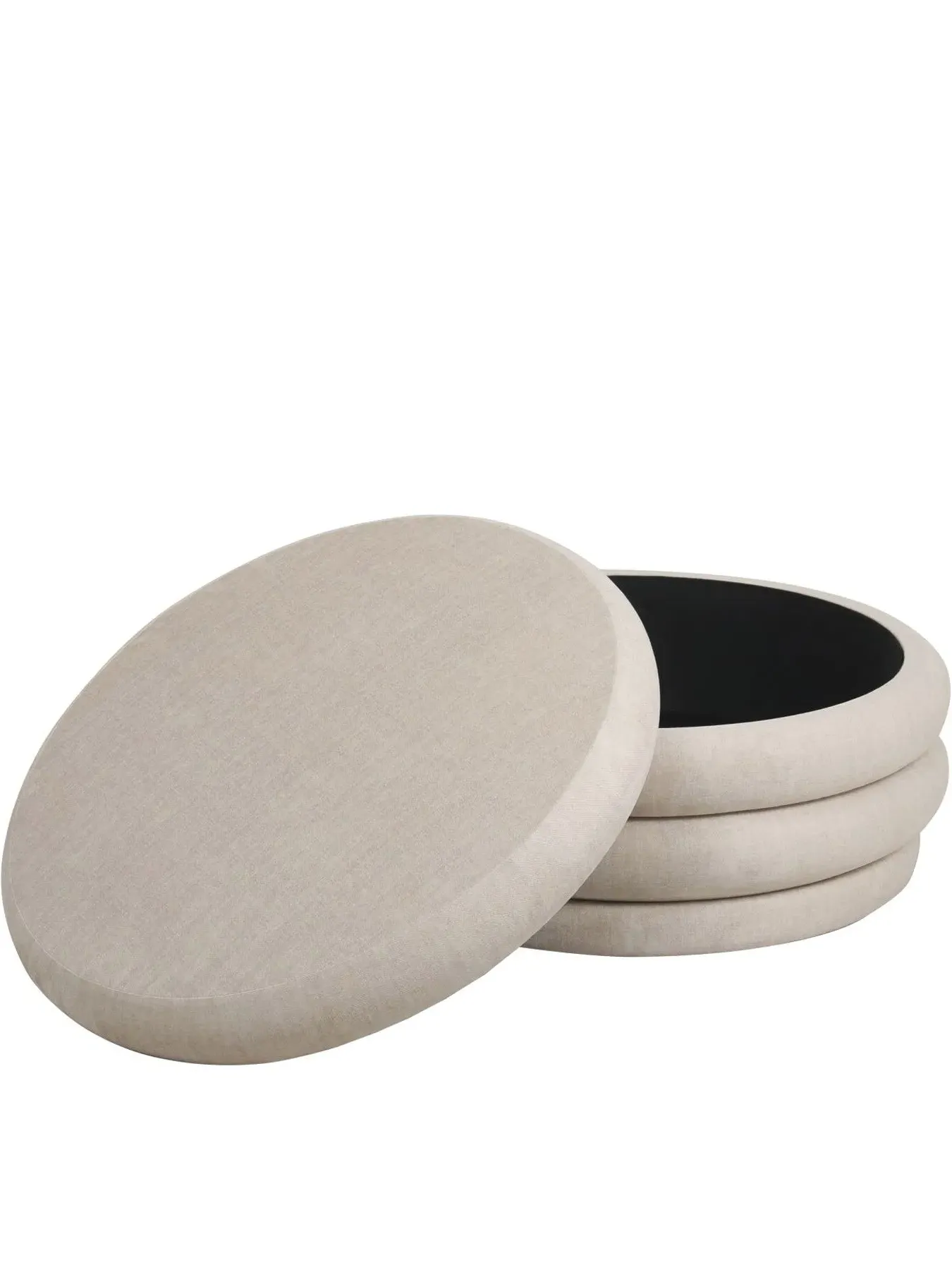 Square Storage Ottoman - Cream, Upholstered