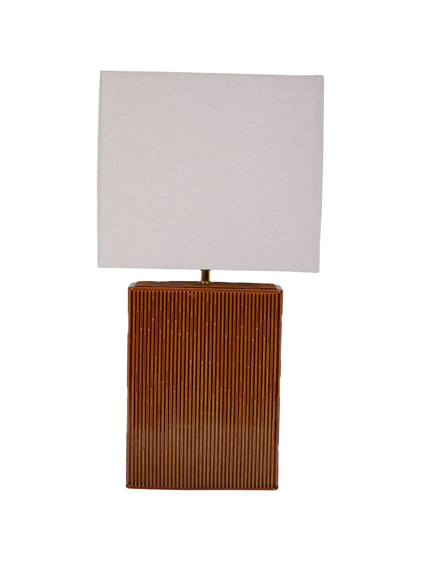 Square Table Lamp with Shade - Brown, Ceramic