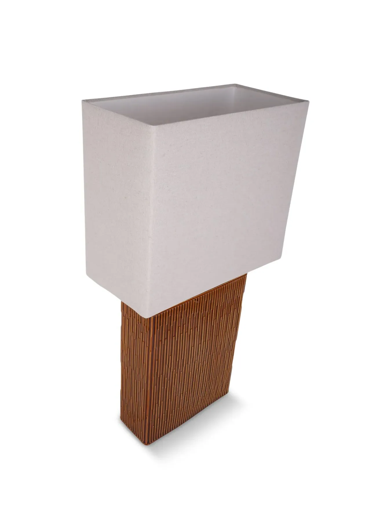 Square Table Lamp with Shade - Brown, Ceramic image