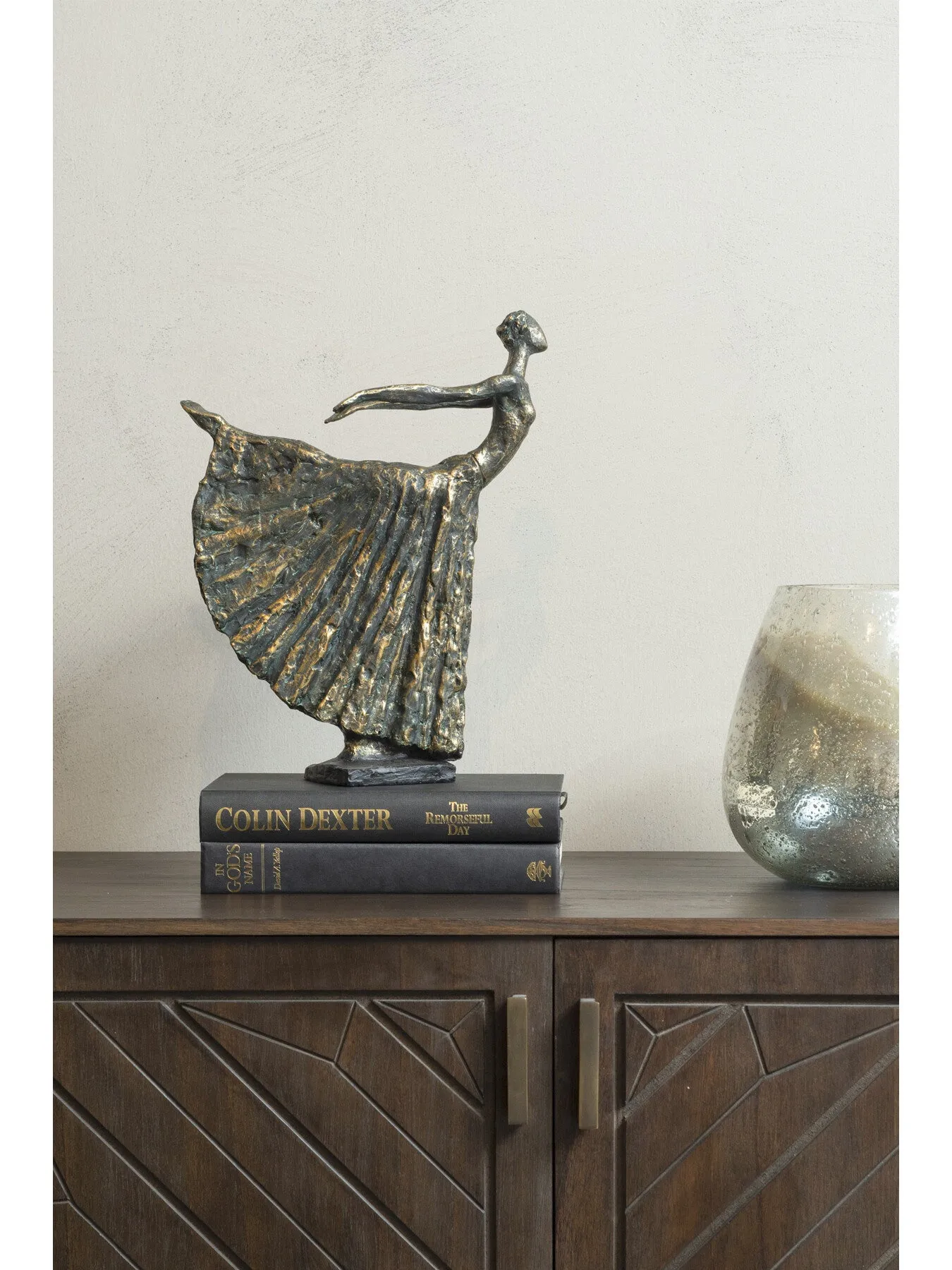 Standing Lady Dancer Figurine - Bronze, Resin