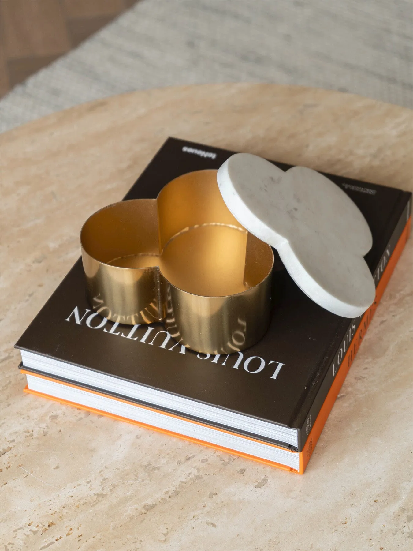 Storage Box with Marble Lid - White, Steel