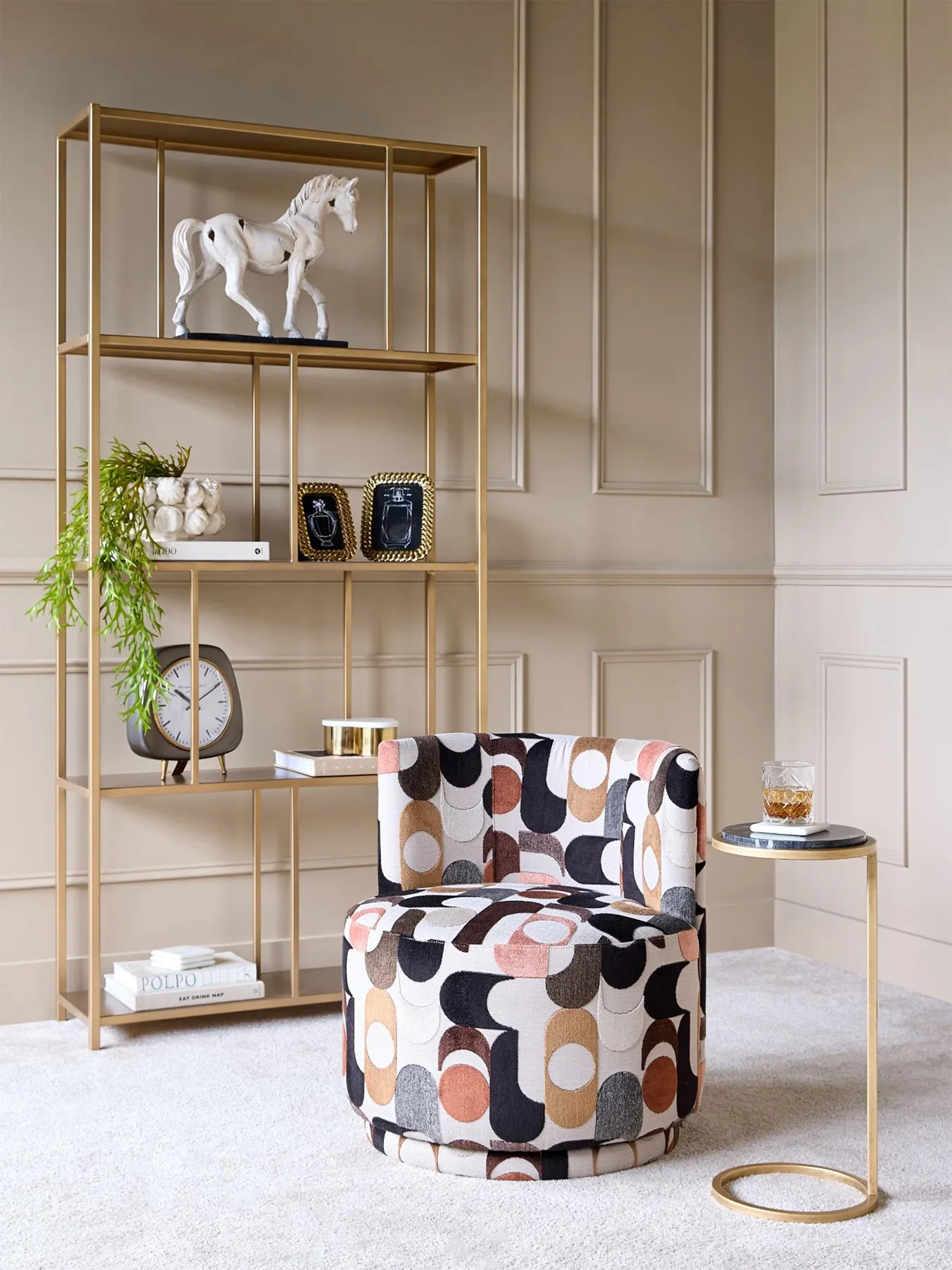 Swivel Chair with Belgian Velvet - Multi, Velvet