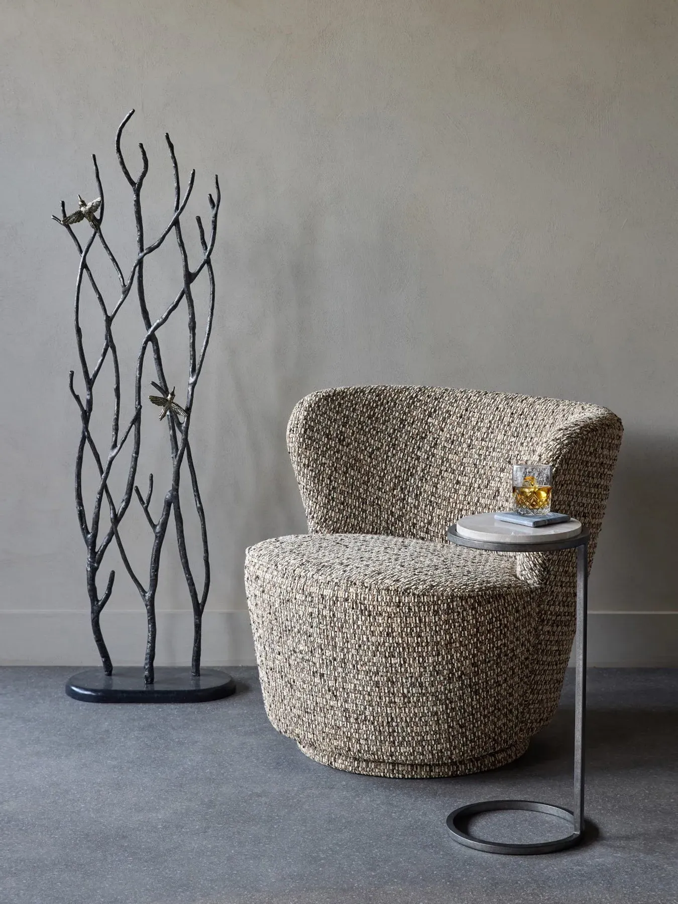 Swivel Chair with Textured Upholstery - Mocha