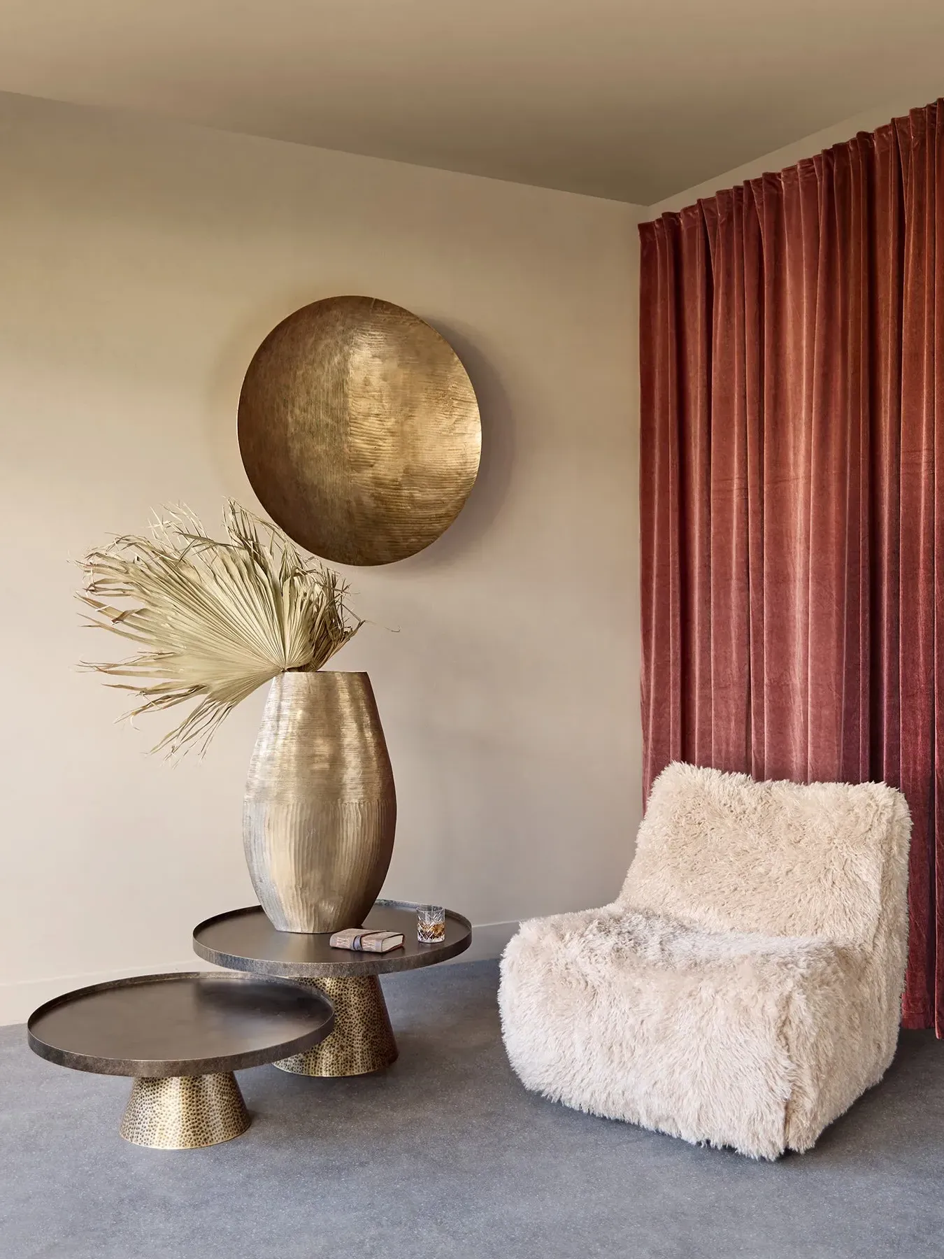 Swivel Occasional Chair - Dark Coffee, Faux Sheepskin