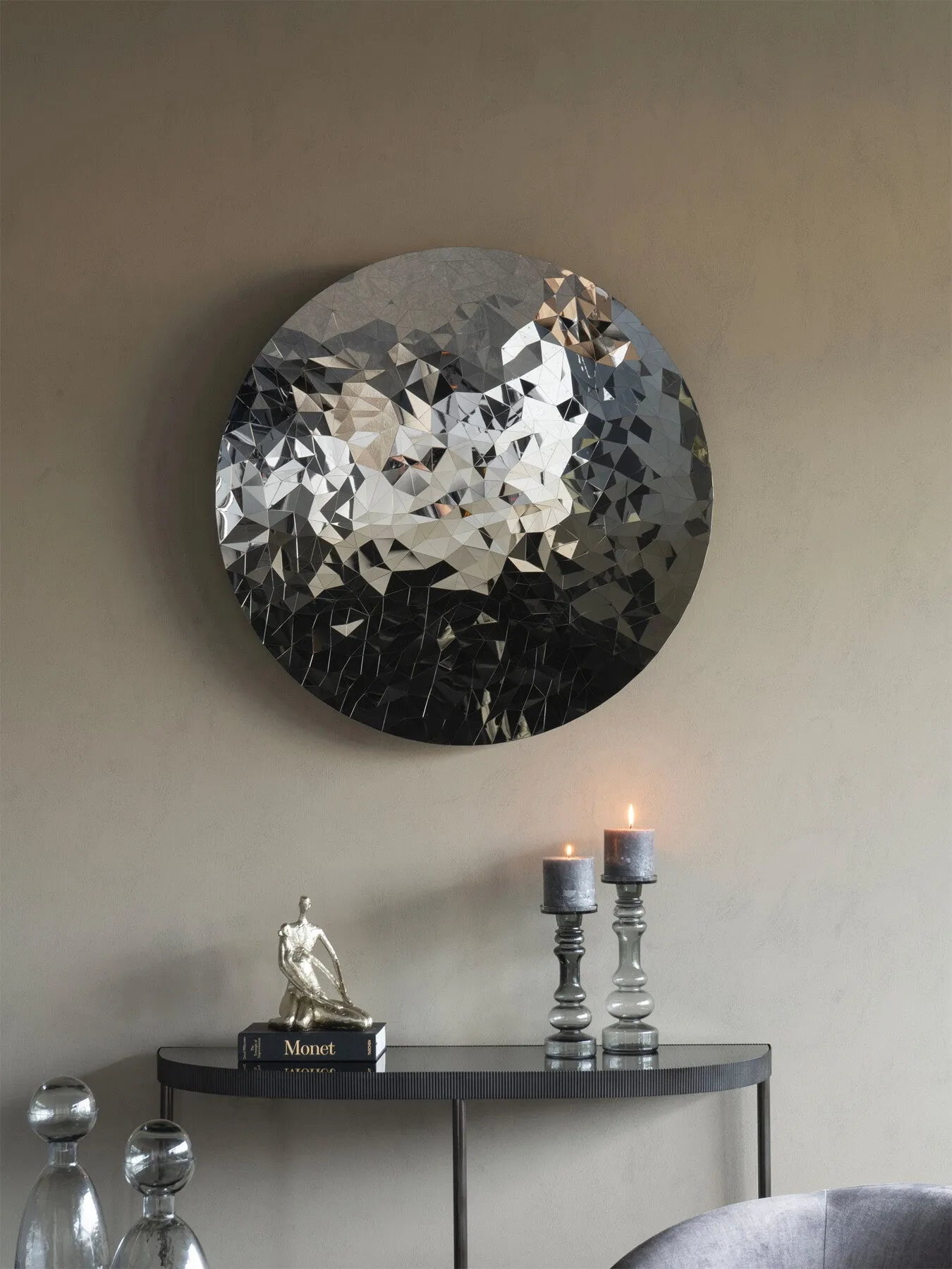 Tall Candle Holder - Grey, Glass