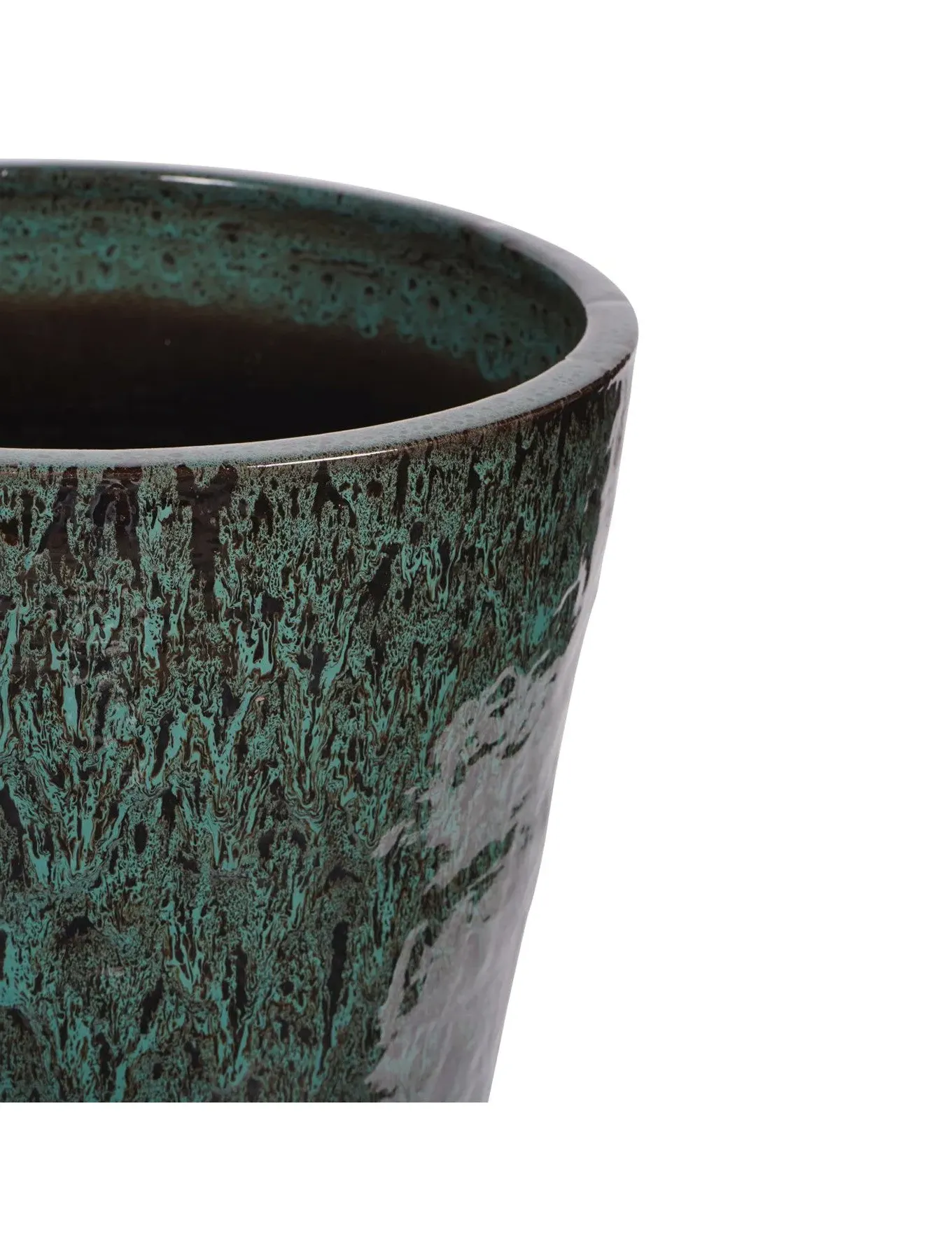 Tall Planter with Reactive Glaze - Green, Ceramic