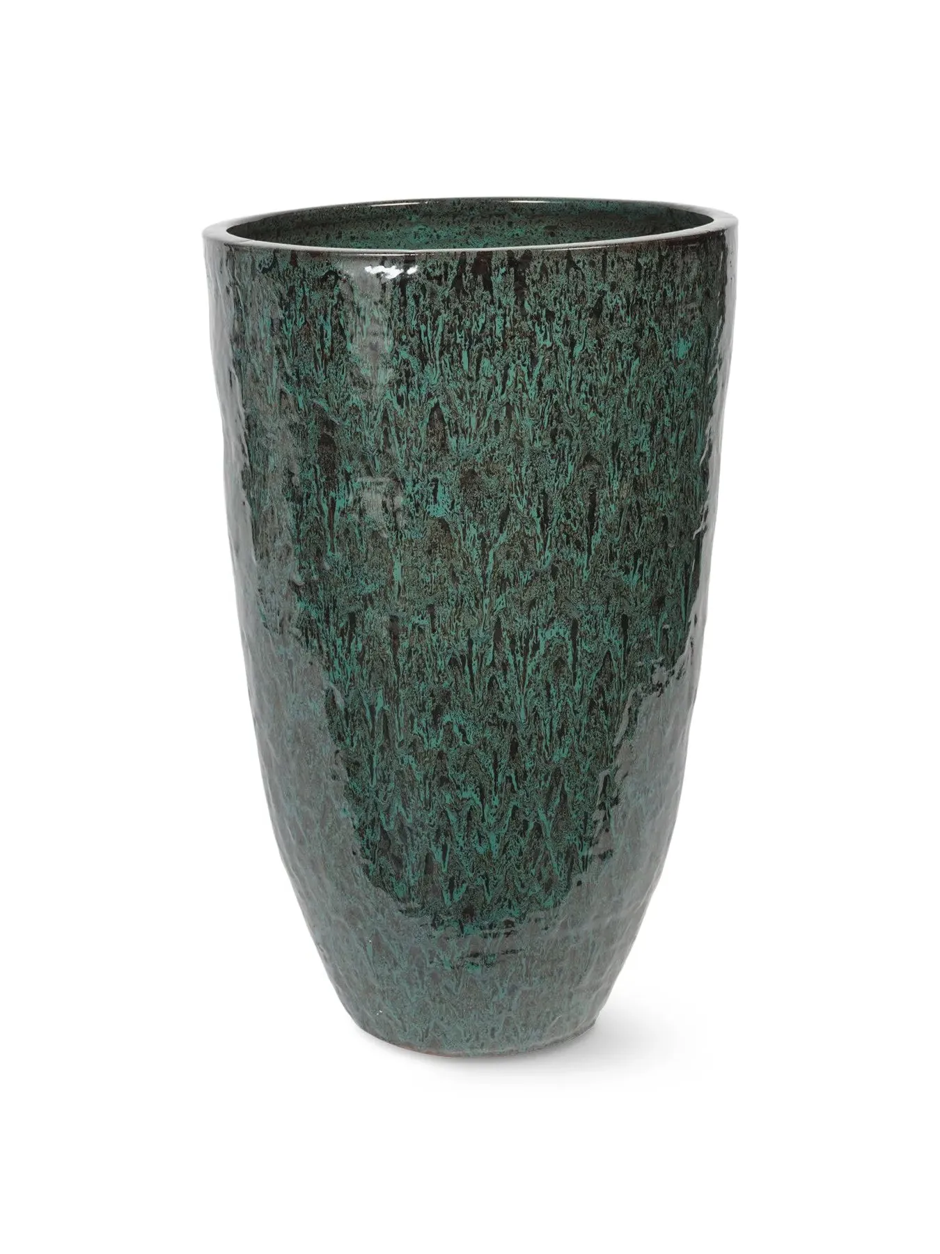 Tall Planter with Reactive Glaze - Green, Ceramic image