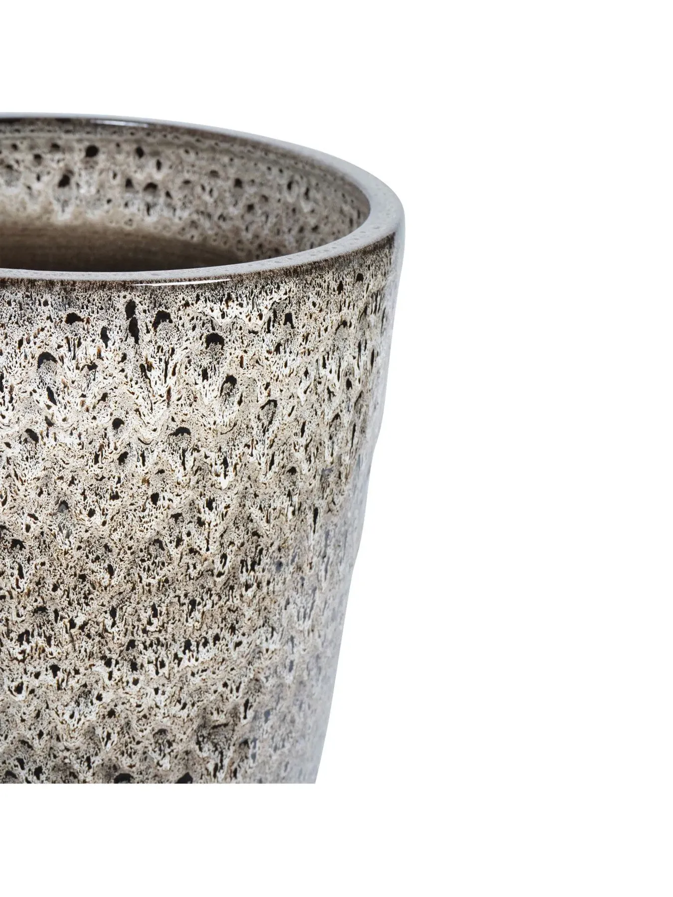 Tall Planter with Reactive Glaze - Taupe, Ceramic