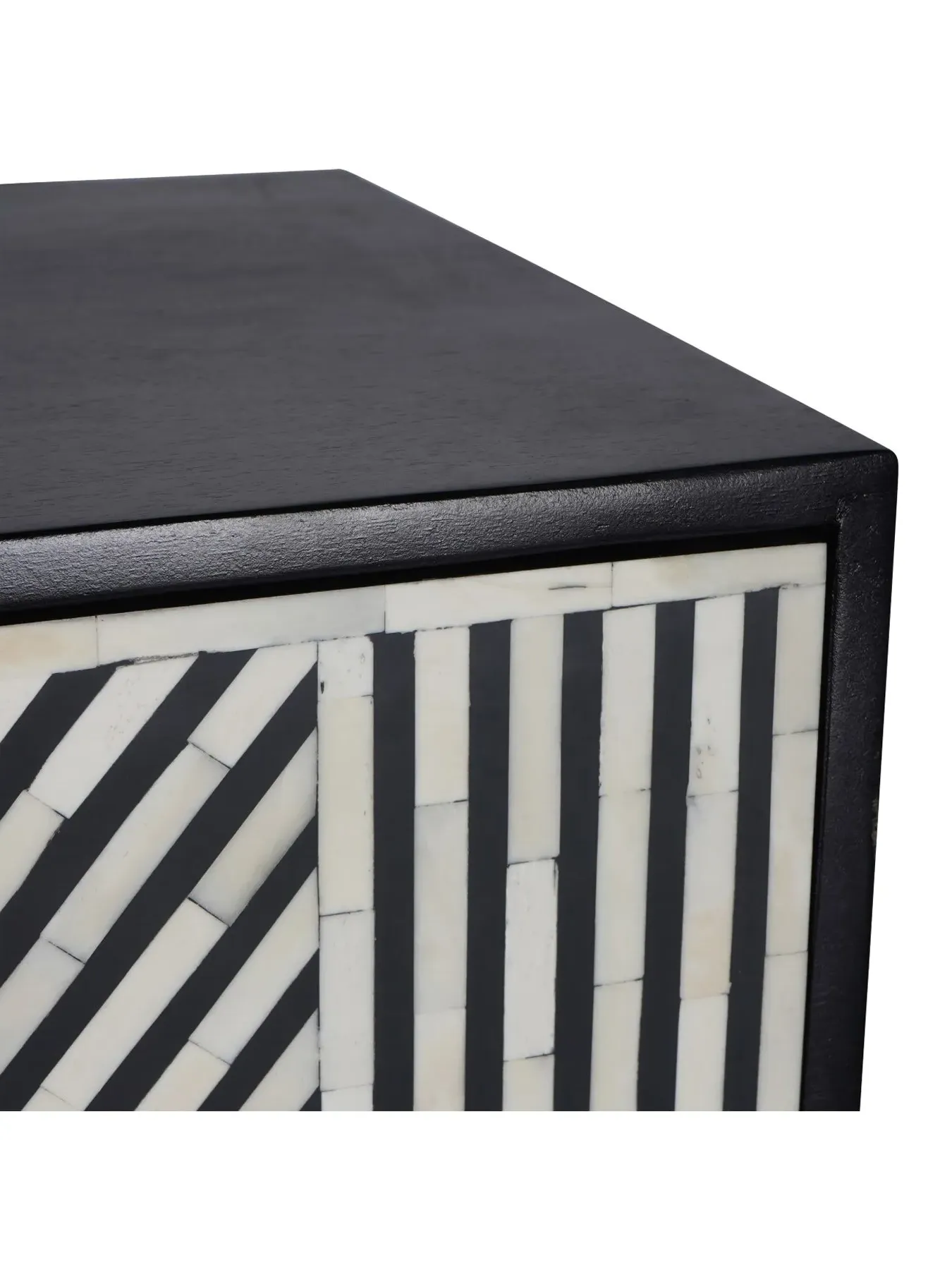Tall Storage Cabinet with Bone Inlay - Black, Wood