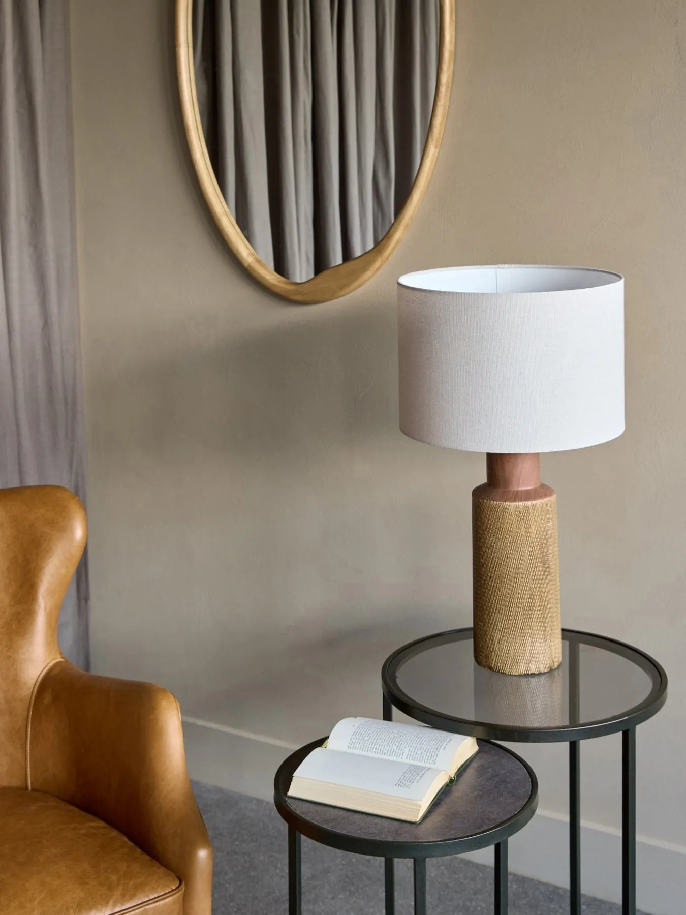 Textured Table Lamp with Shade - Brown, Ceramic