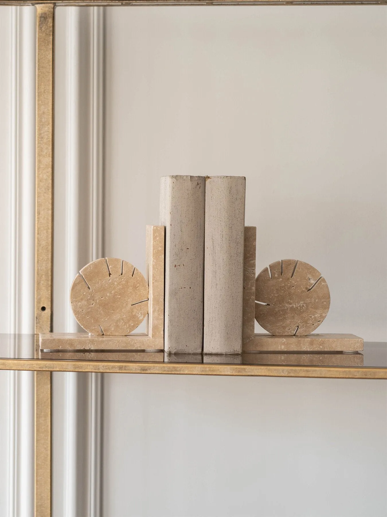 Travertine Bookends - Grey Stone