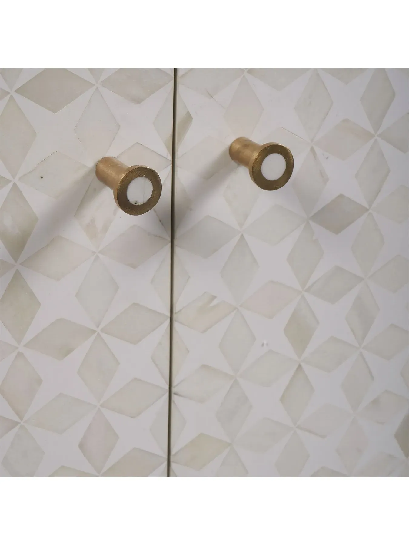 Two Door Cabinet with Bone Inlay - White