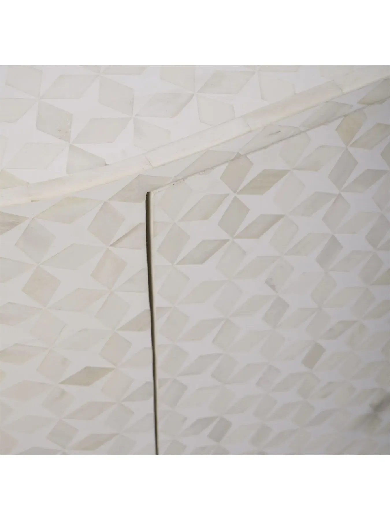 Two Door Cabinet with Bone Inlay - White