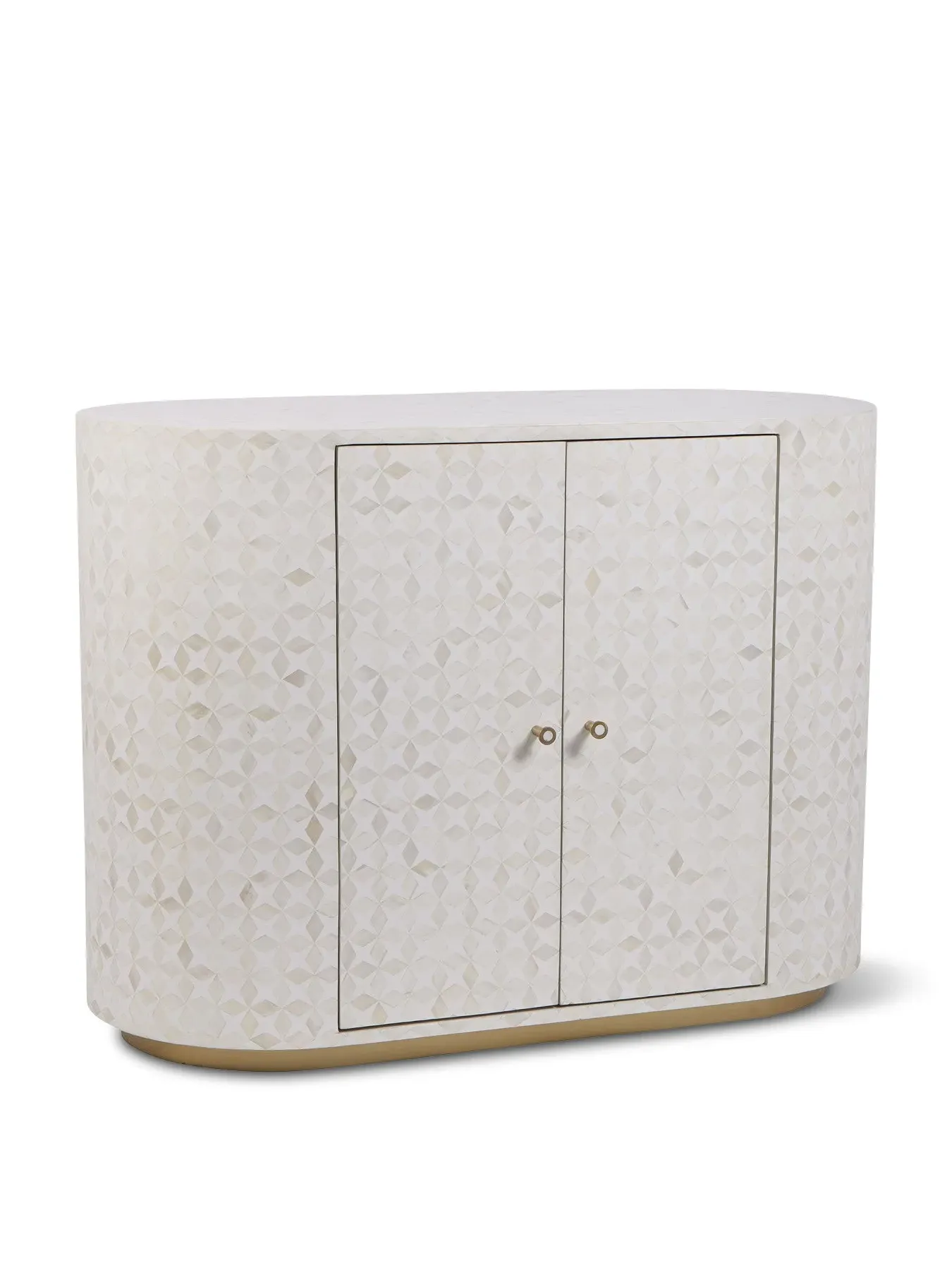 Two Door Cabinet with Bone Inlay - White image