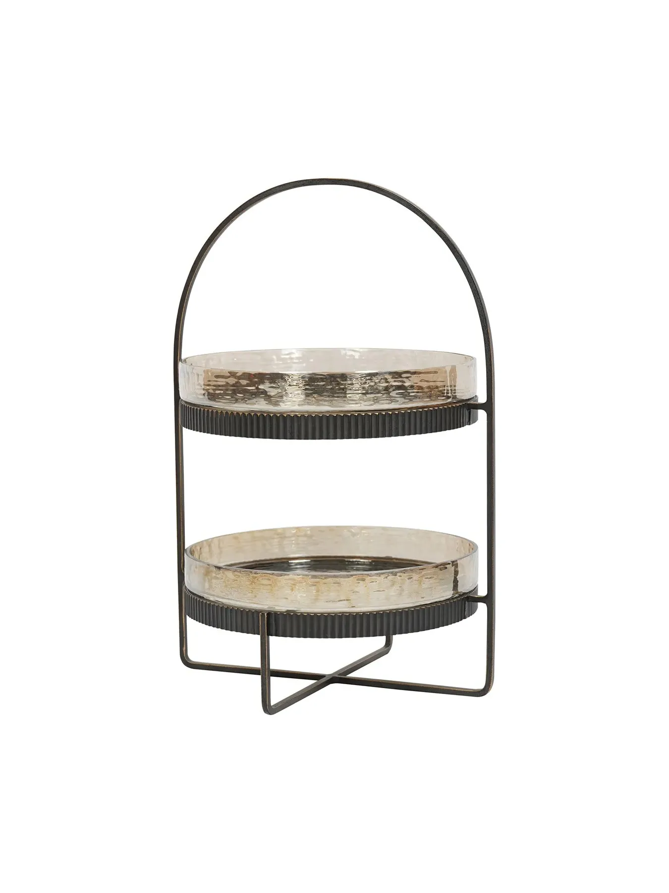 Two Tier Cake Stand - Copper Brown, Glass