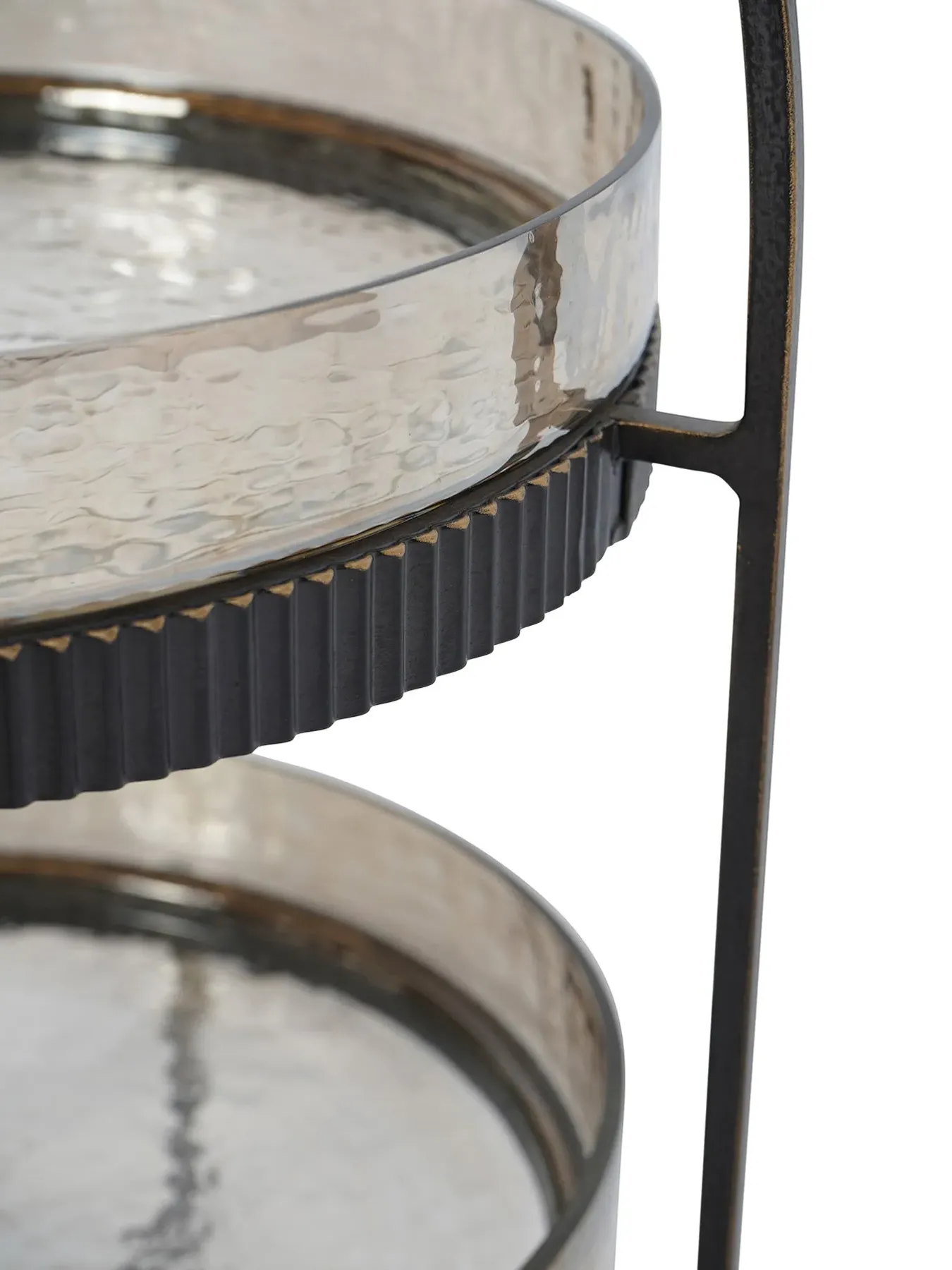 Two Tier Cake Stand - Copper Brown, Glass