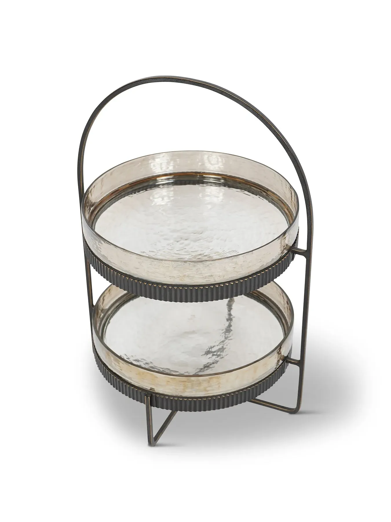 Two Tier Cake Stand - Copper Brown, Glass image