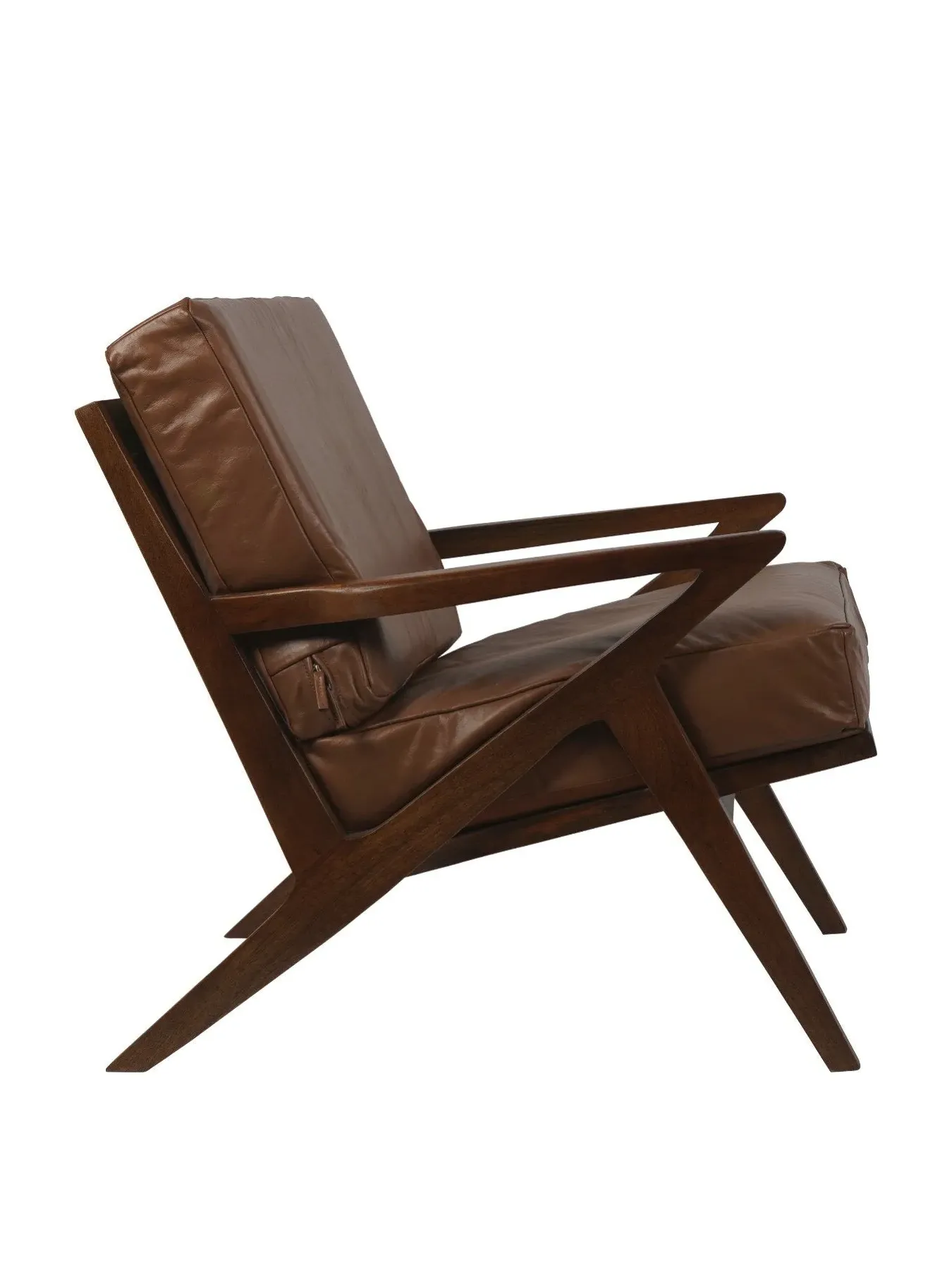 Upholstered Armchair - Brown, Leather