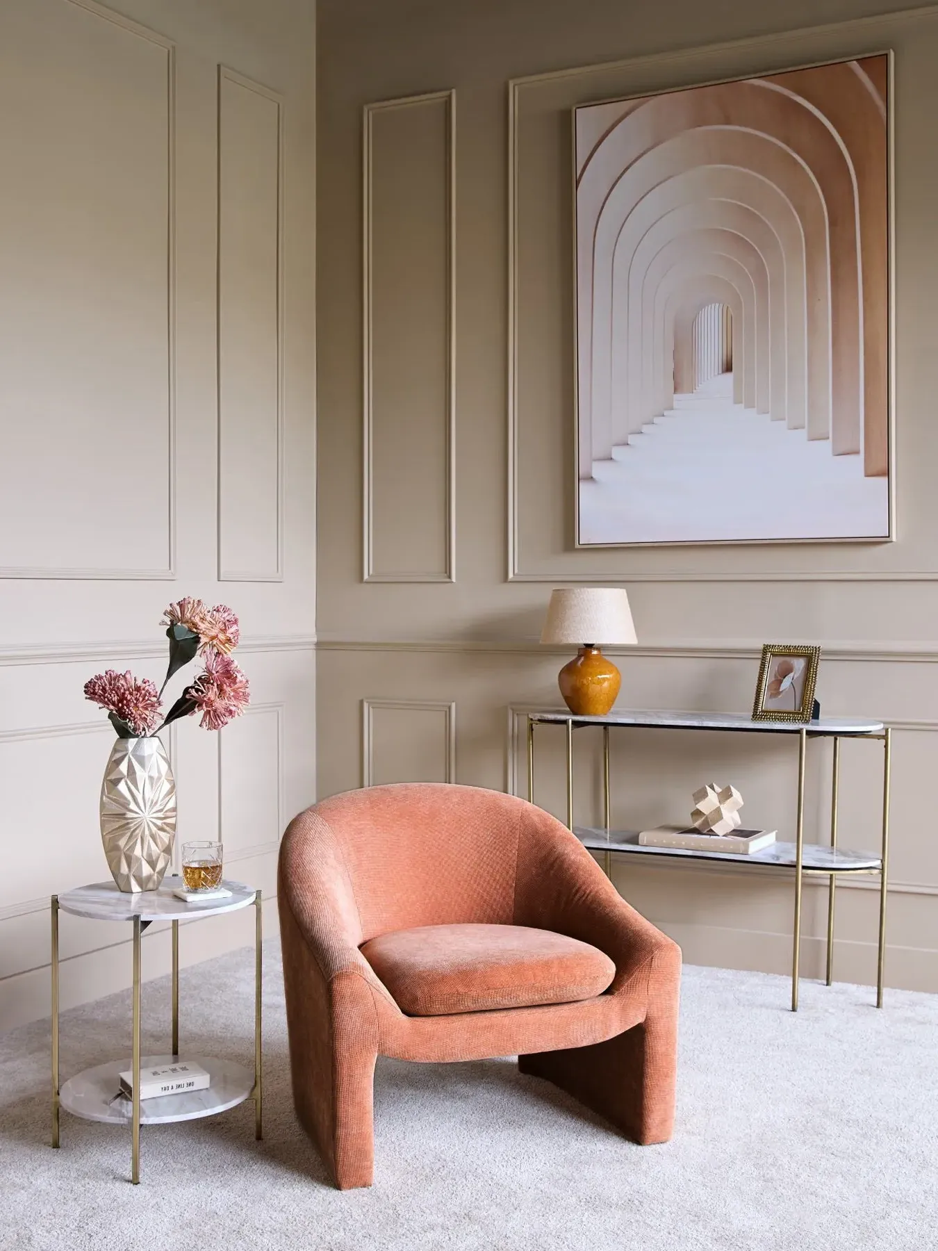 Upholstered Chair - Blush, Fabric