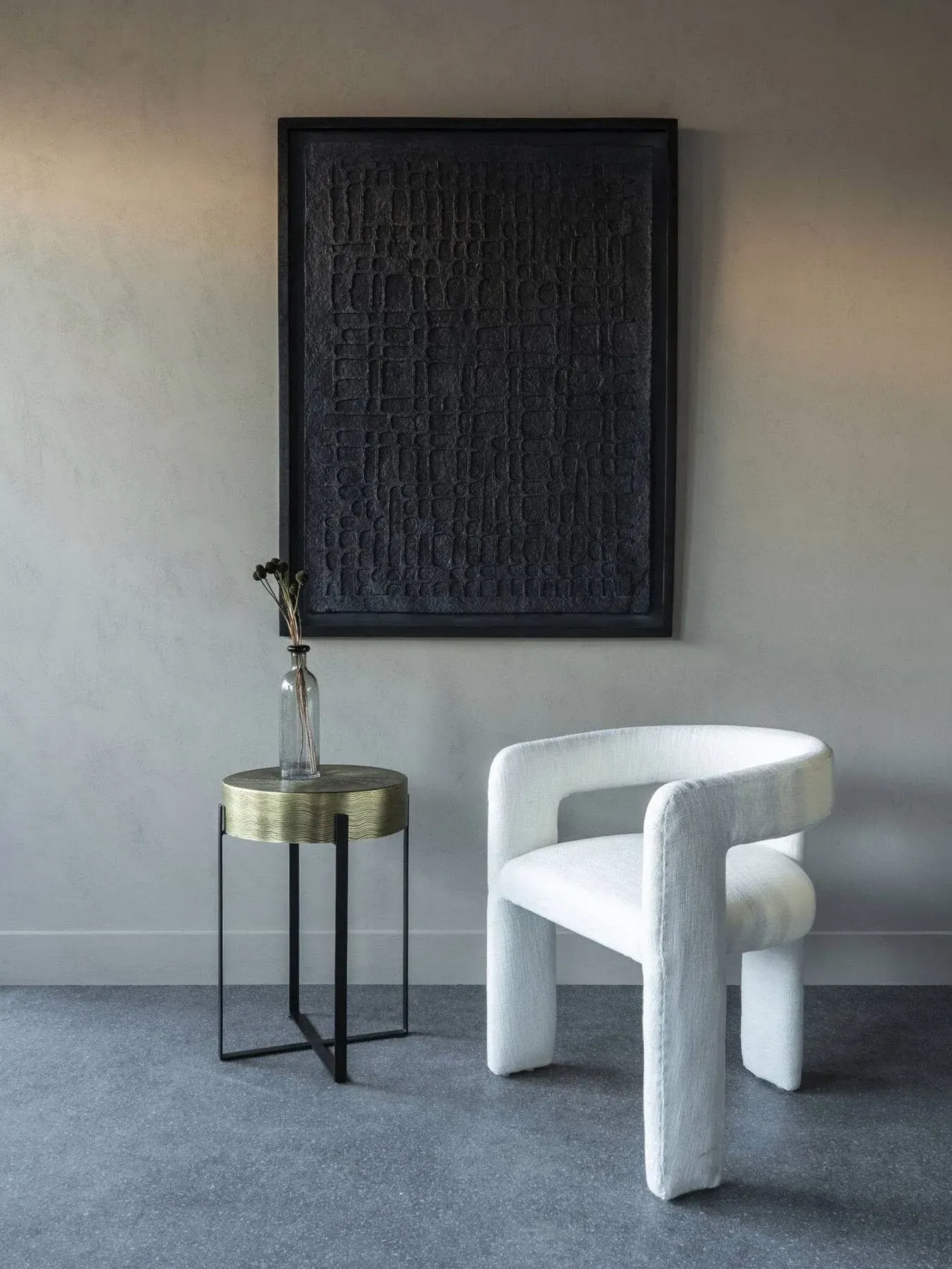 Upholstered Chair with 3-Leg Design - White, Slub