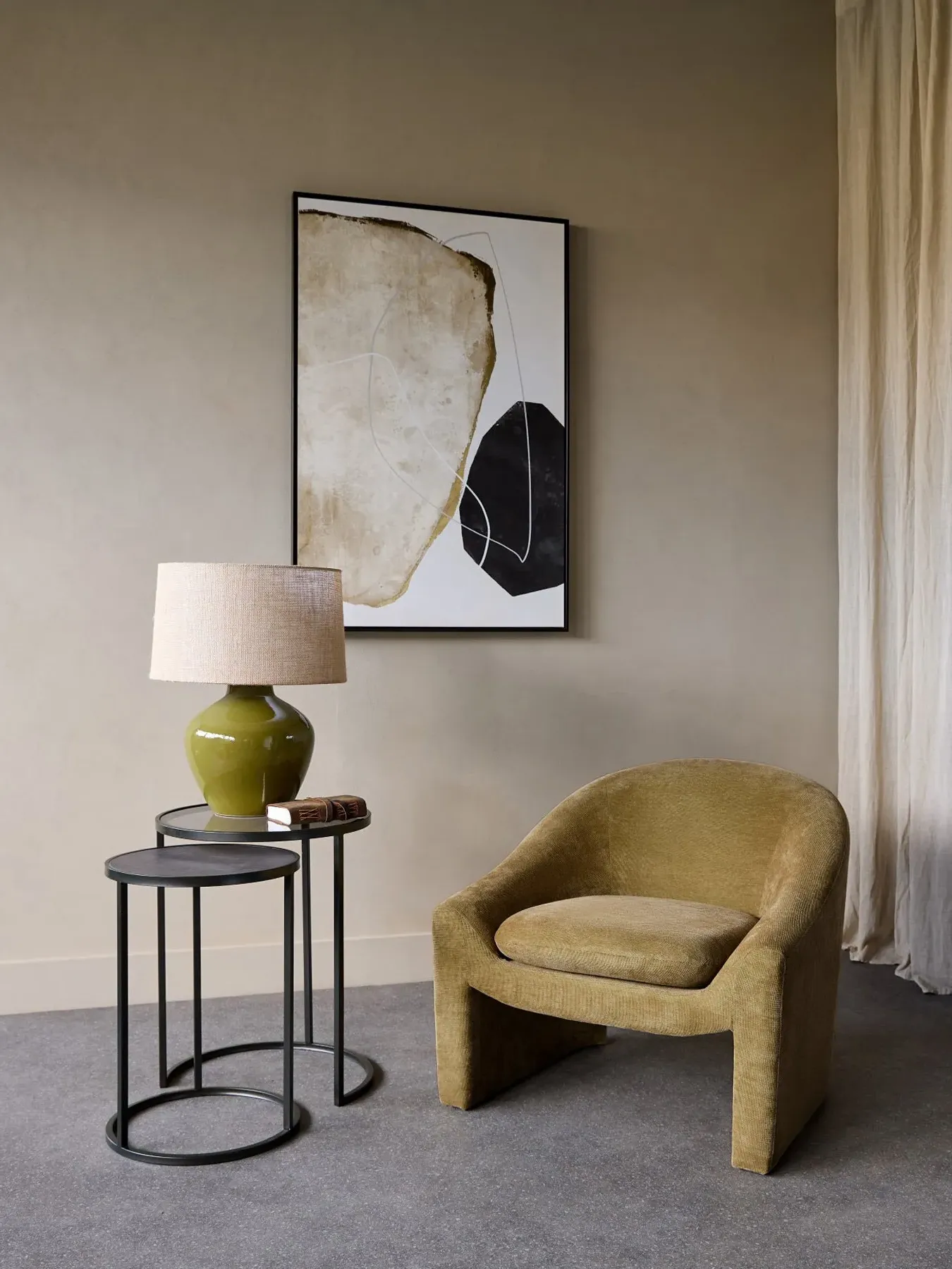 Upholstered Chair with Padding - Olive, Fabric