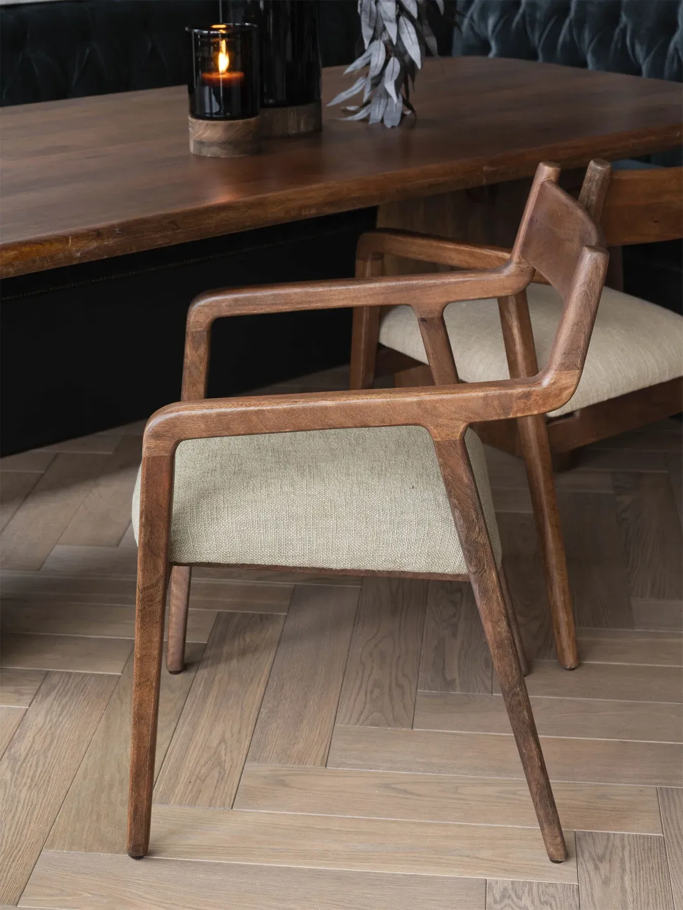 Upholstered Dining Chair - Brown, Wood