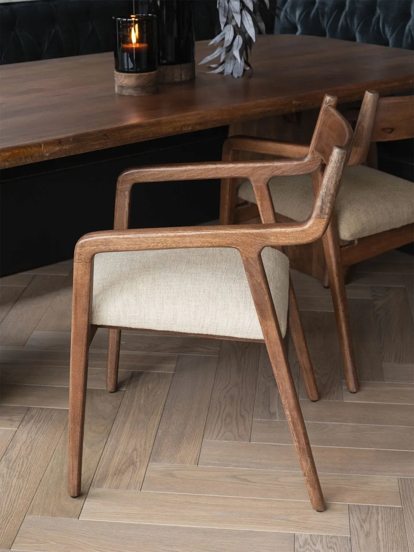 Upholstered Dining Chair - Brown, Wood