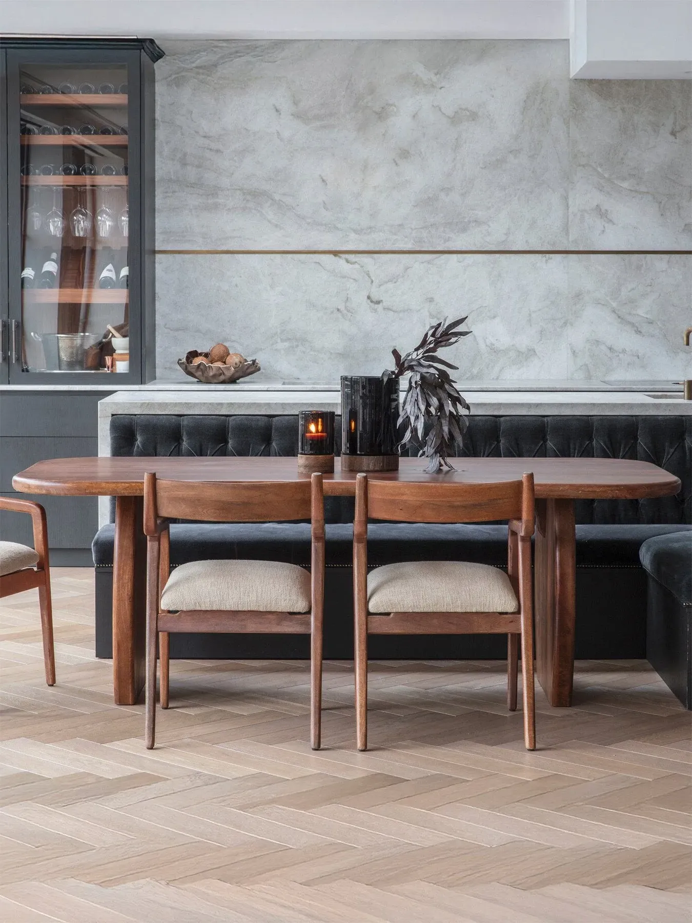 Upholstered Dining Chair - Brown, Wood
