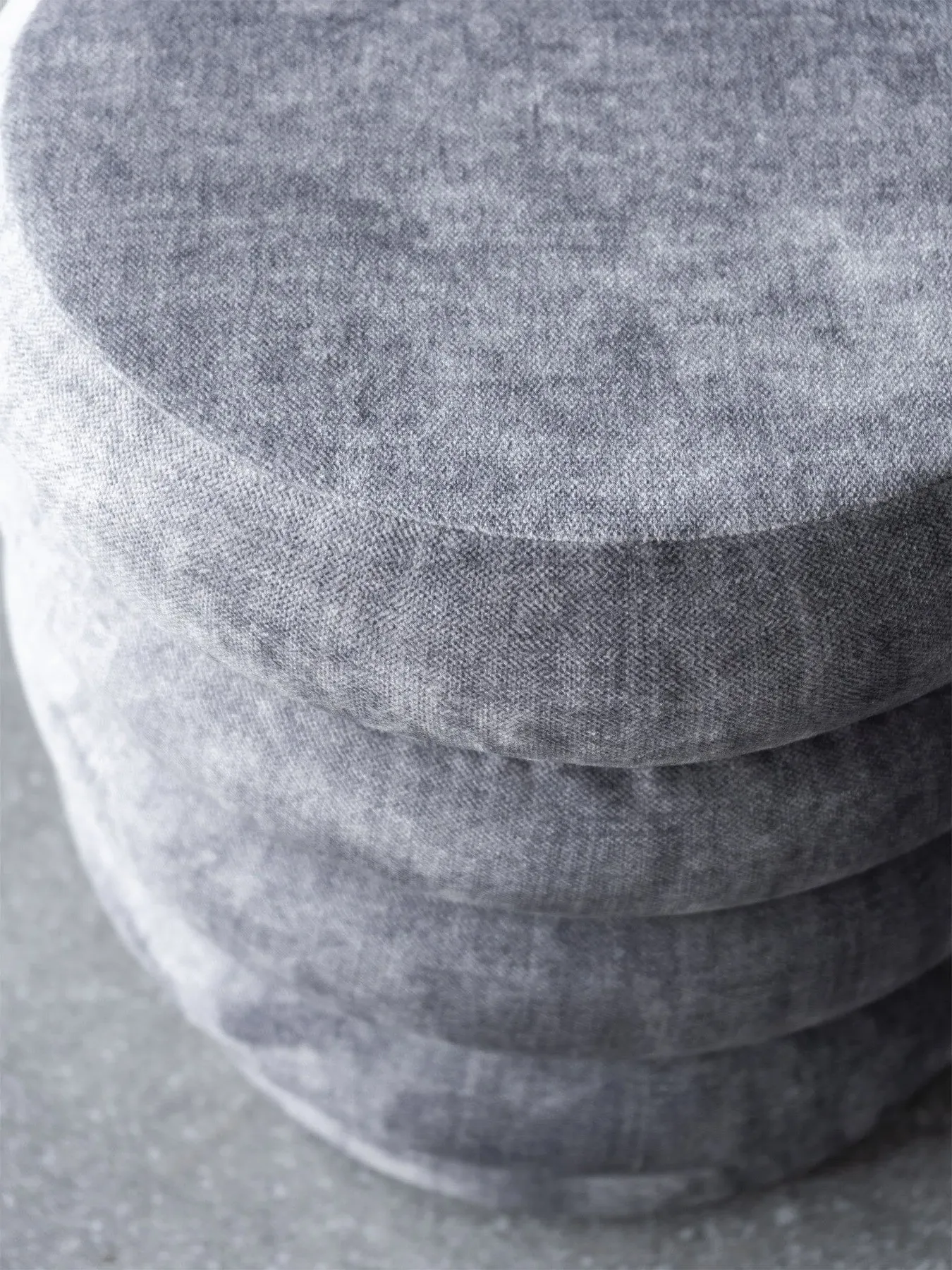 Upholstered Stool with Fabric Base - Grey