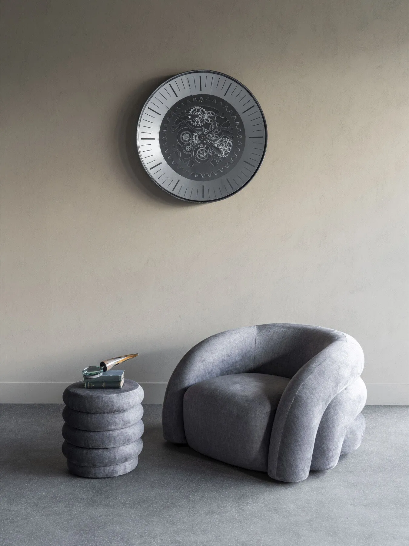 Wall Clock with Moving Dials - Black, Nickel