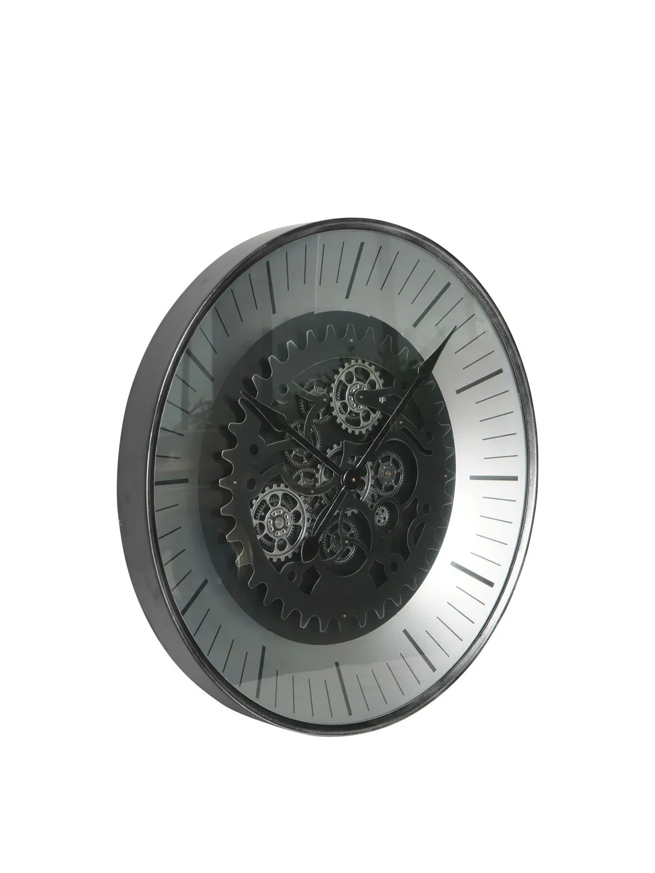 Wall Clock with Moving Dials - Black, Nickel