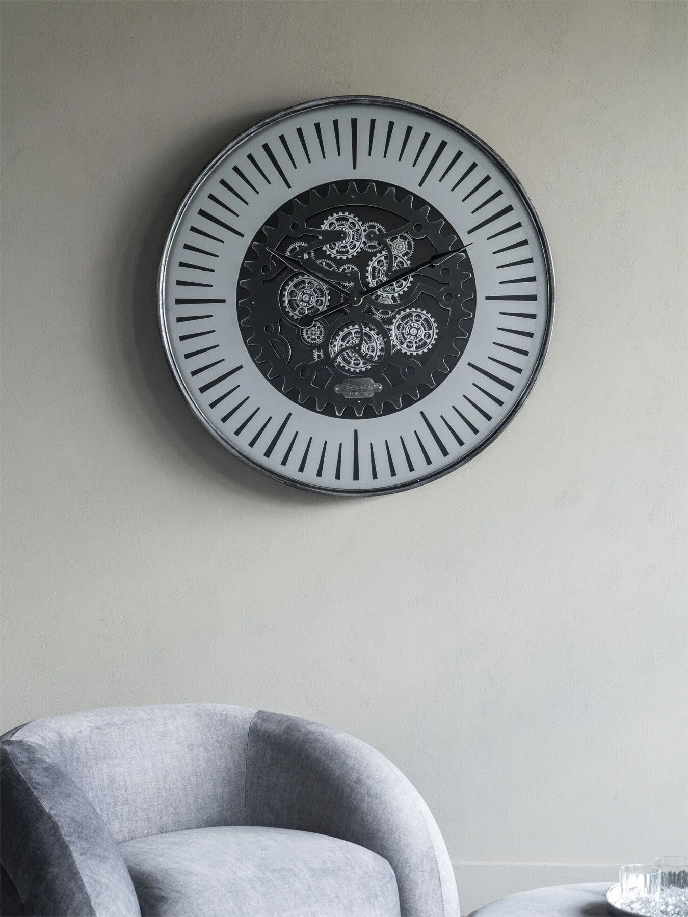 Wall Clock with Moving Dials - Black, Nickel