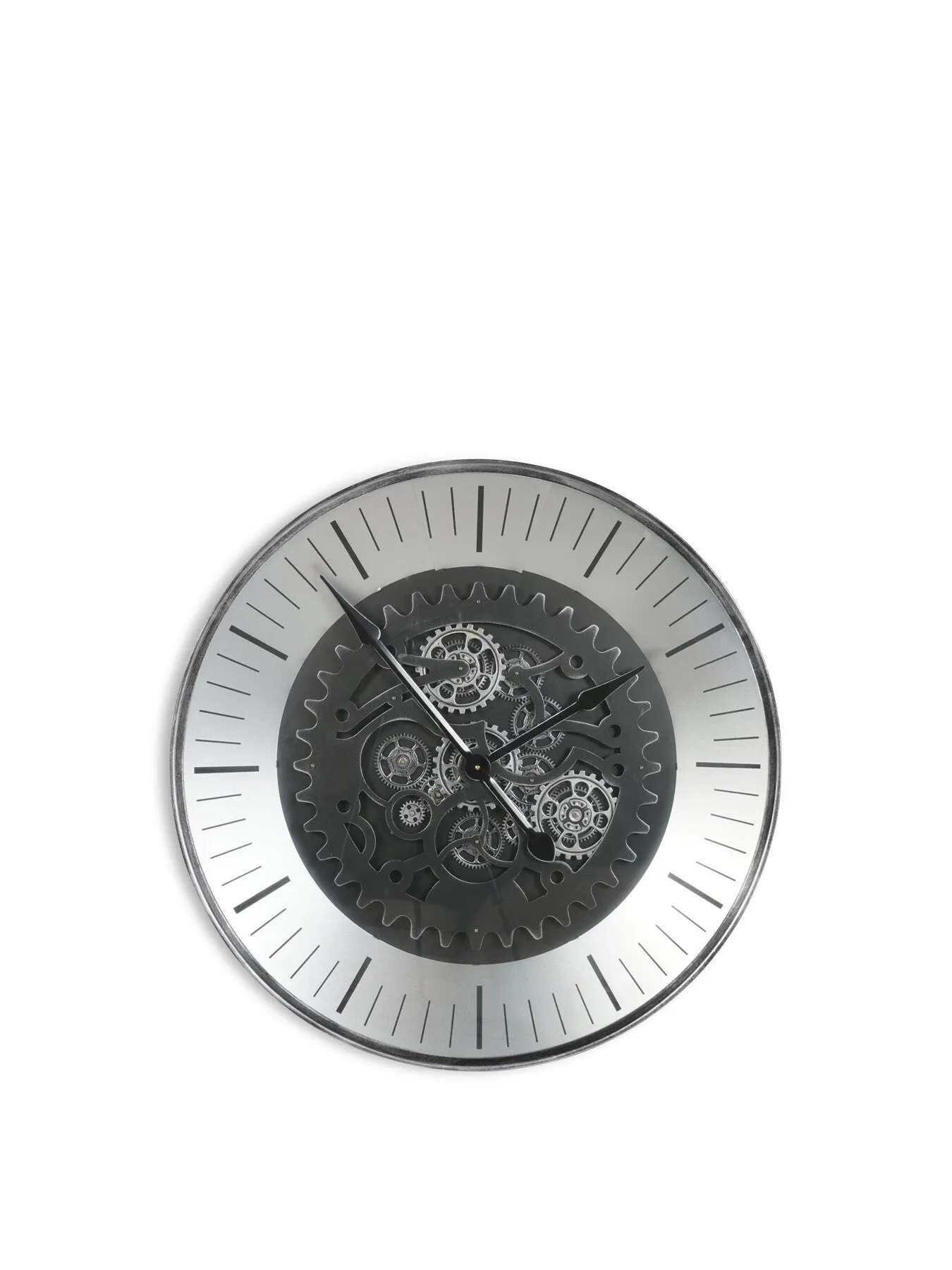 Wall Clock with Moving Dials - Black, Nickel image