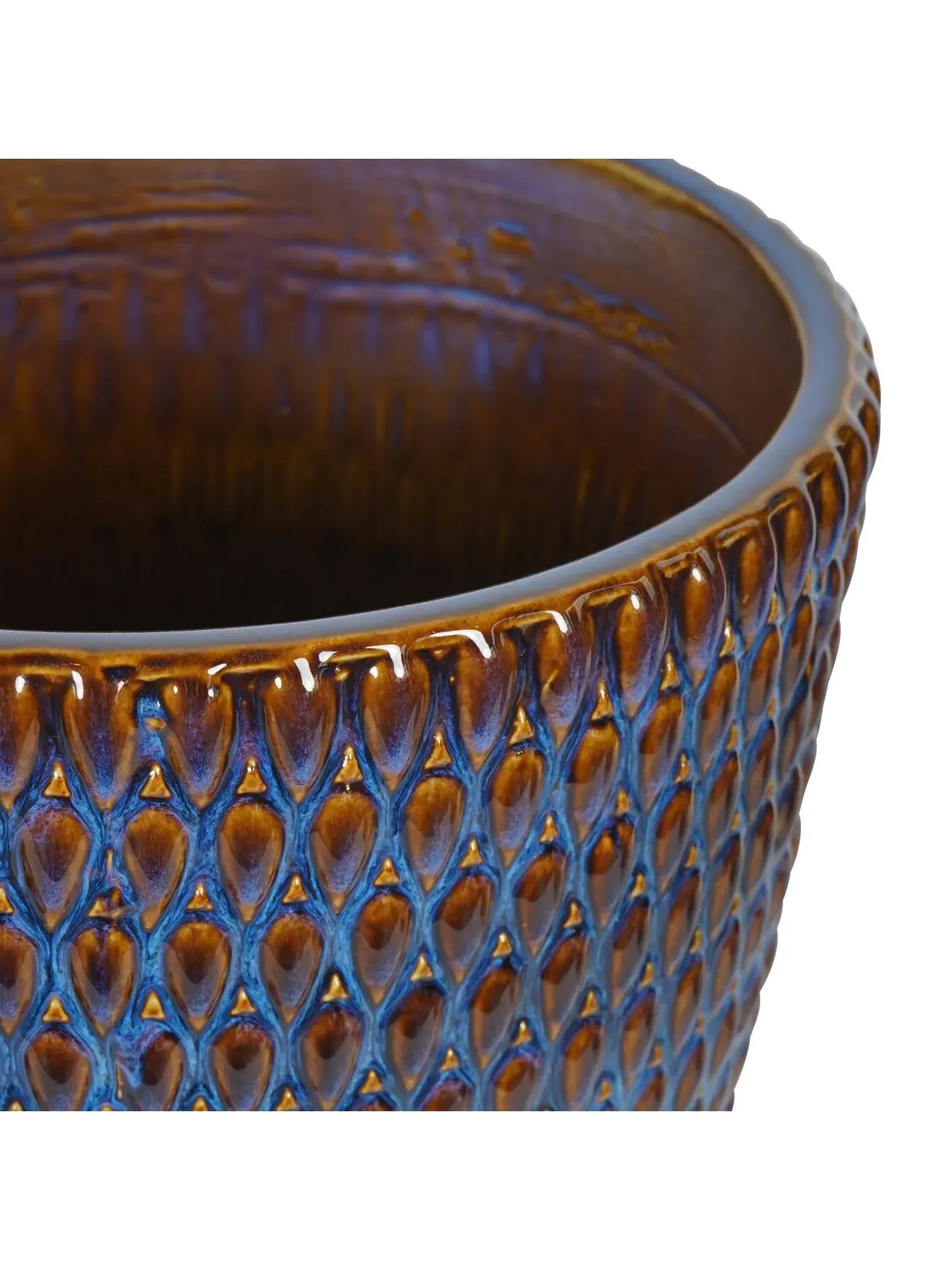 XL Ceramic Planter with Reactive Glaze - Blue