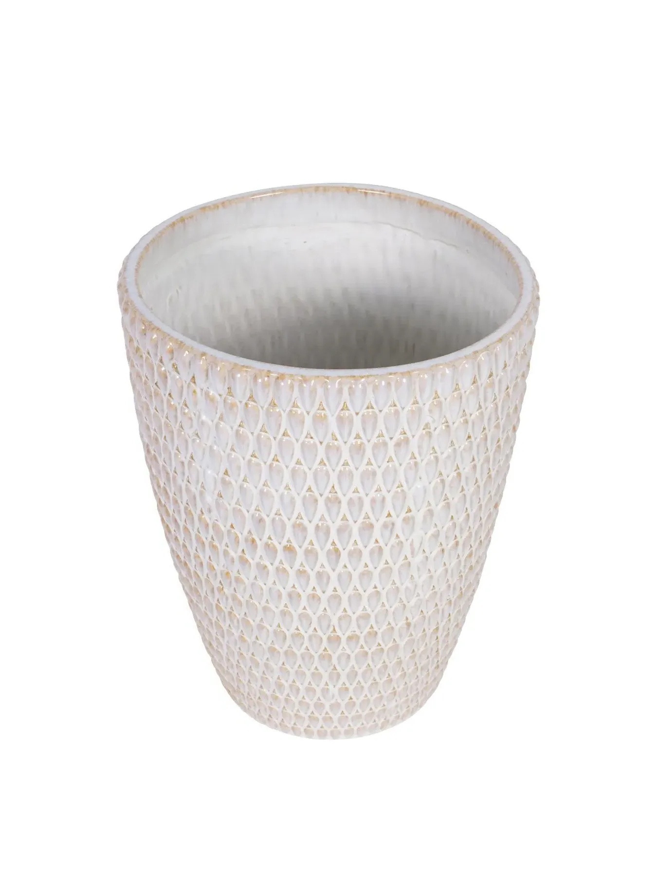 XL Ceramic Planter with Reactive Glaze - Cream