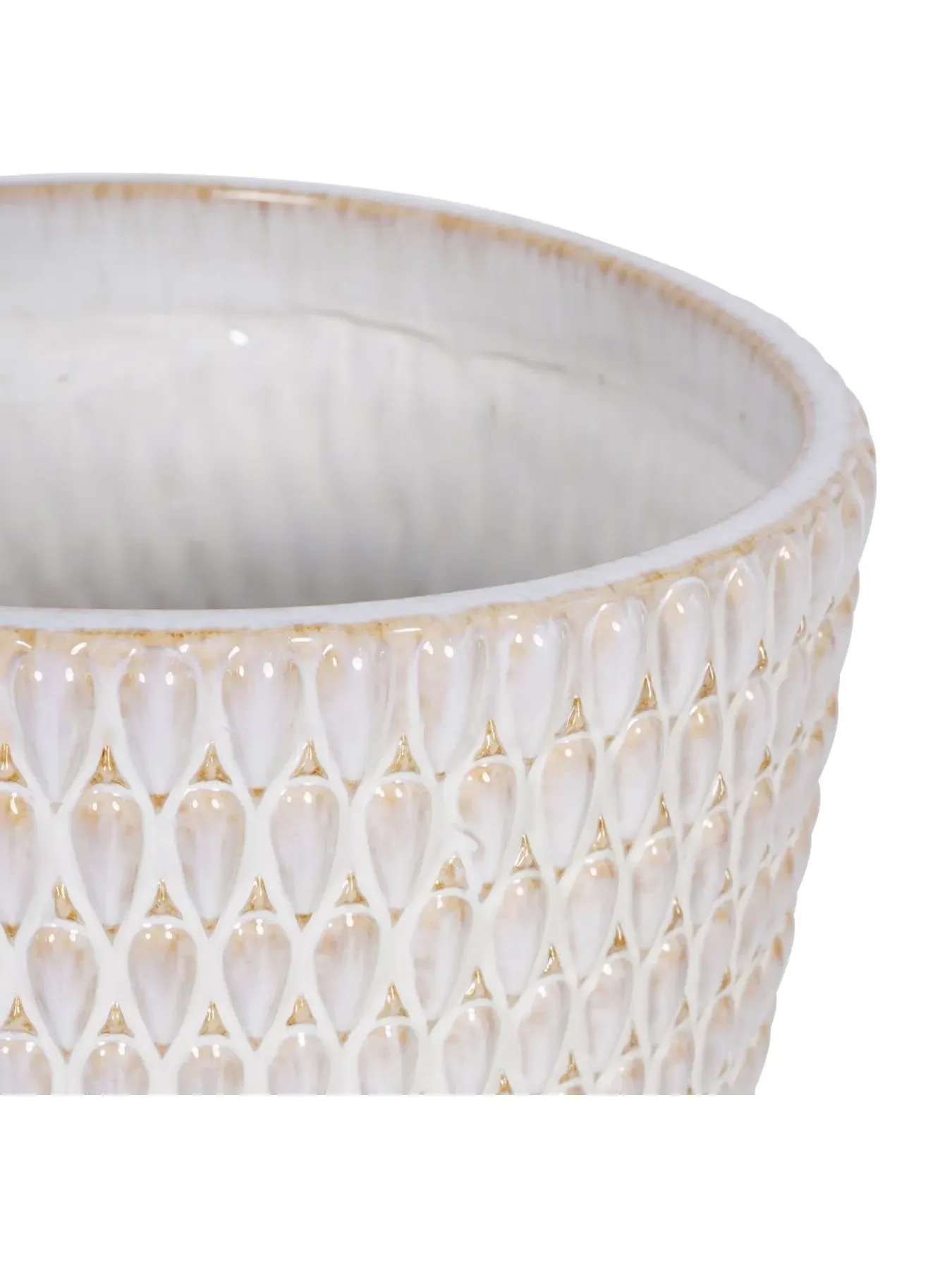 XL Ceramic Planter with Reactive Glaze - Cream