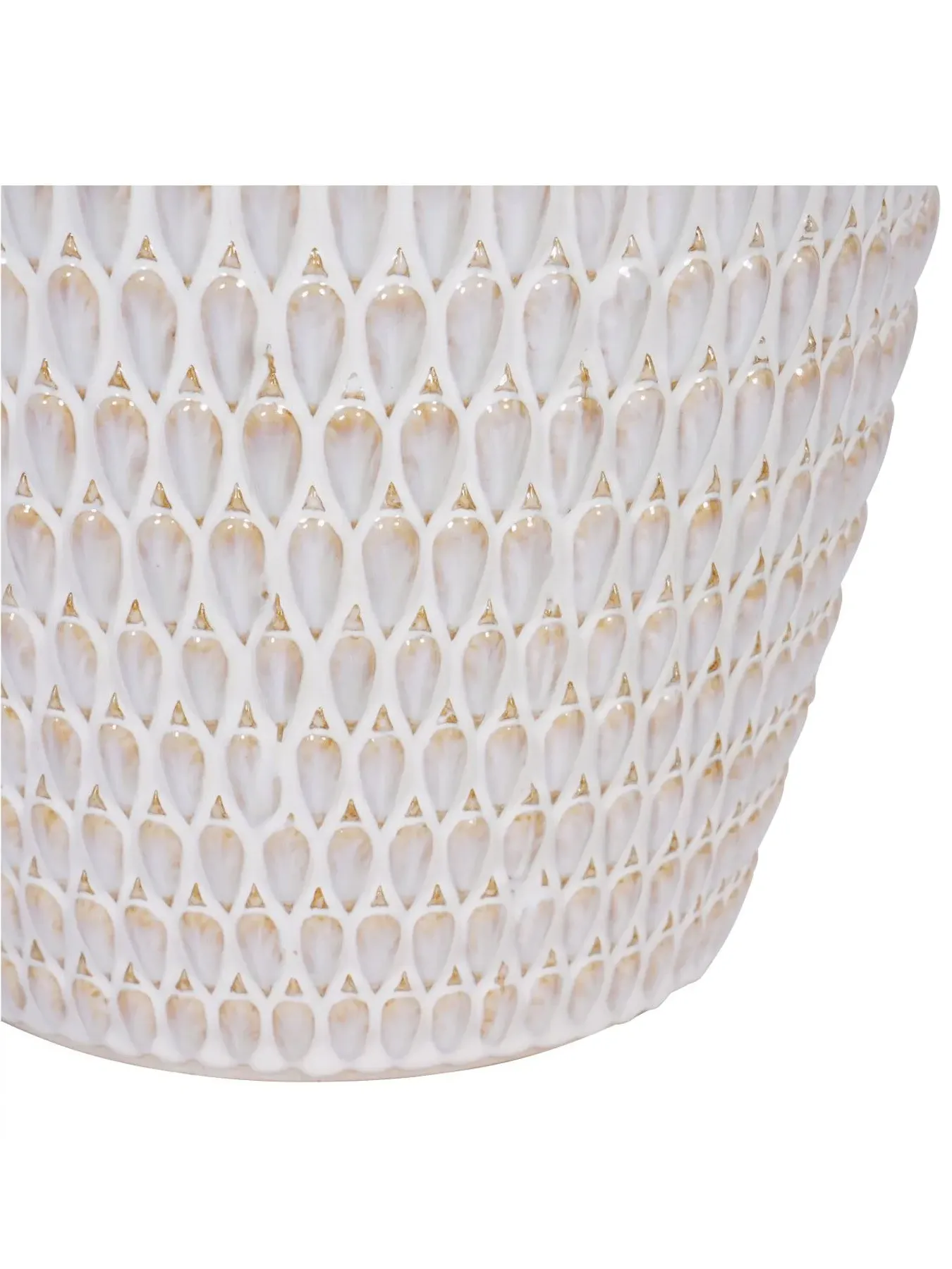 XL Ceramic Planter with Reactive Glaze - Cream