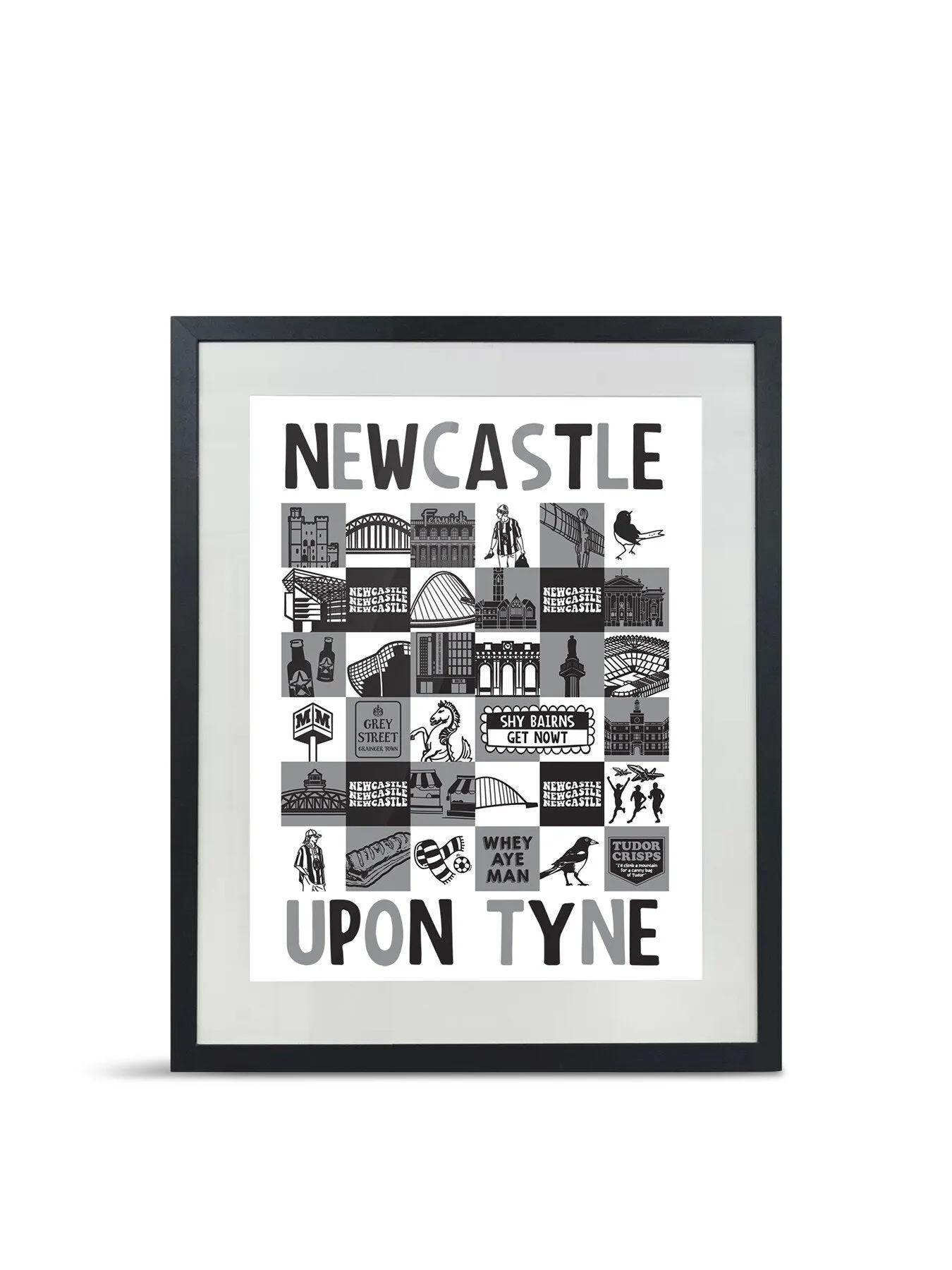 Square Wall Print with Frame - Grey, Wood image
