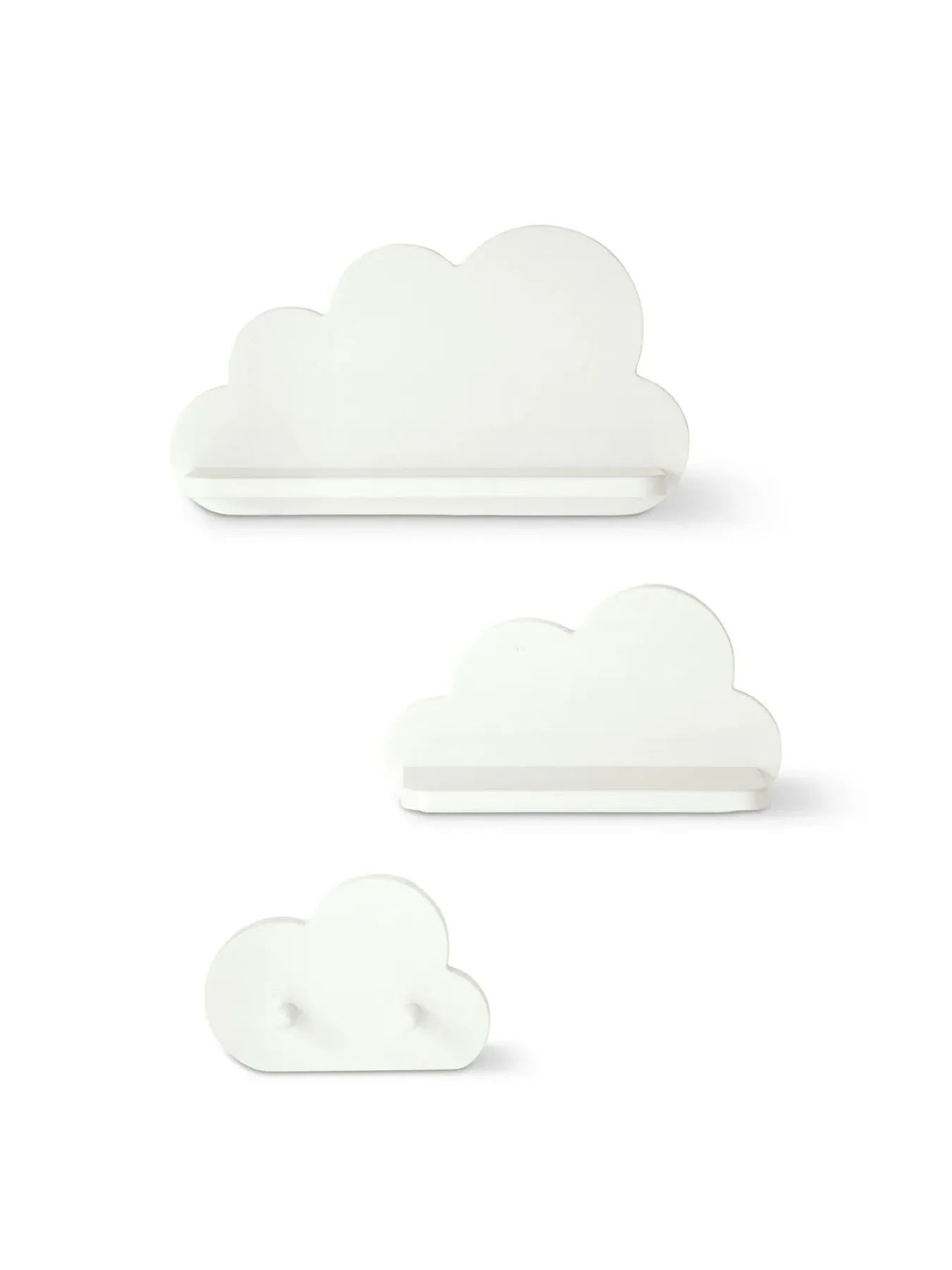 Cloud Shelves and Coat Hook Set - White, Pine image